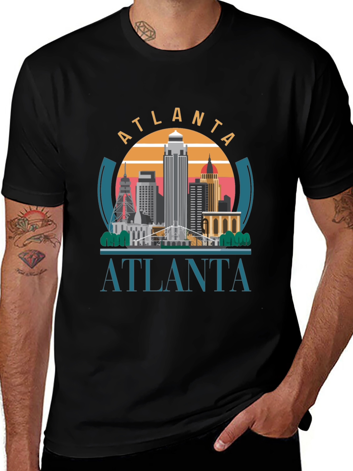 Atlanta Skyline T-Shirt - Black Graphic Tee