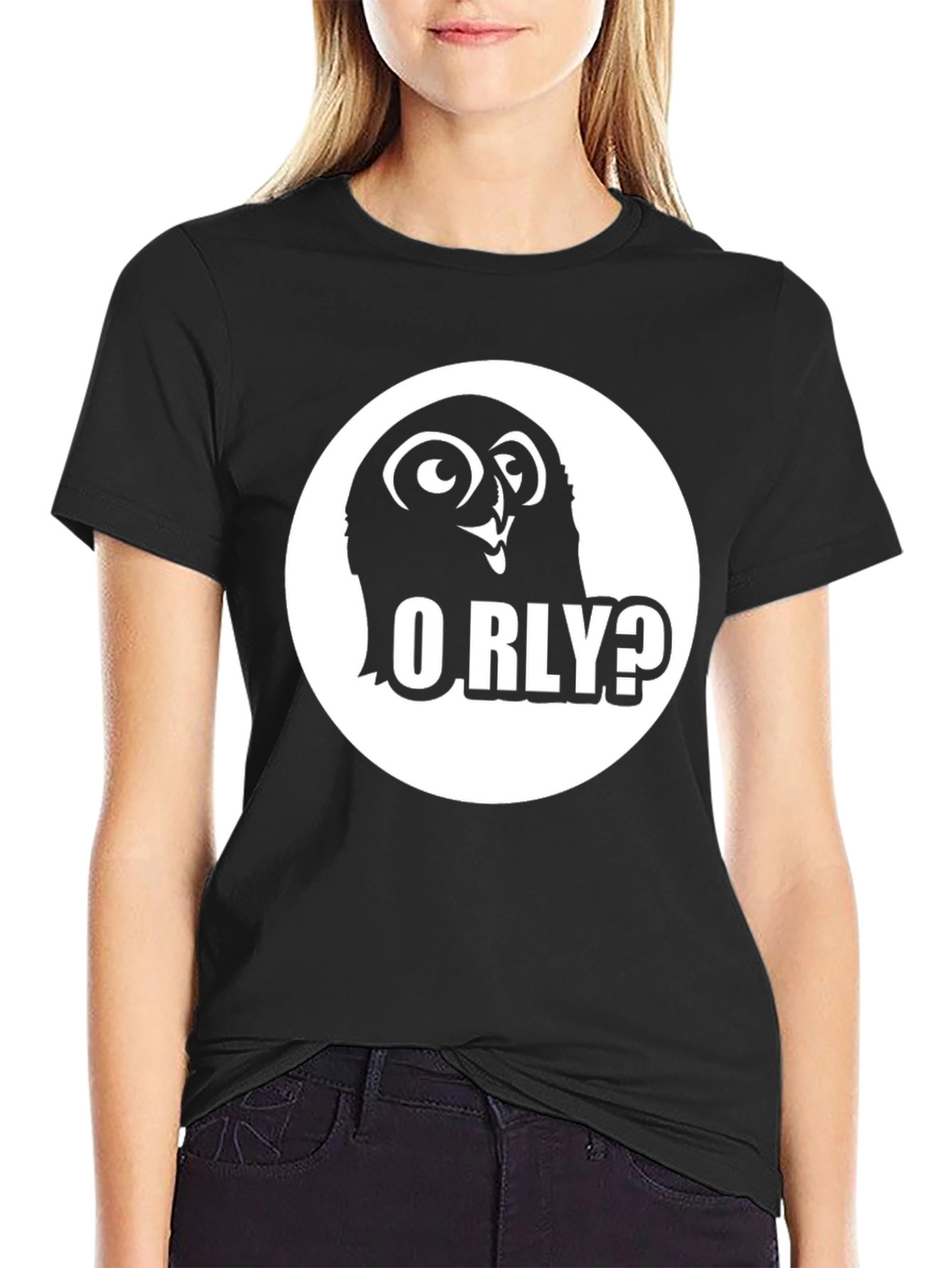 O RLY? Owl Graphic Black T-Shirt
