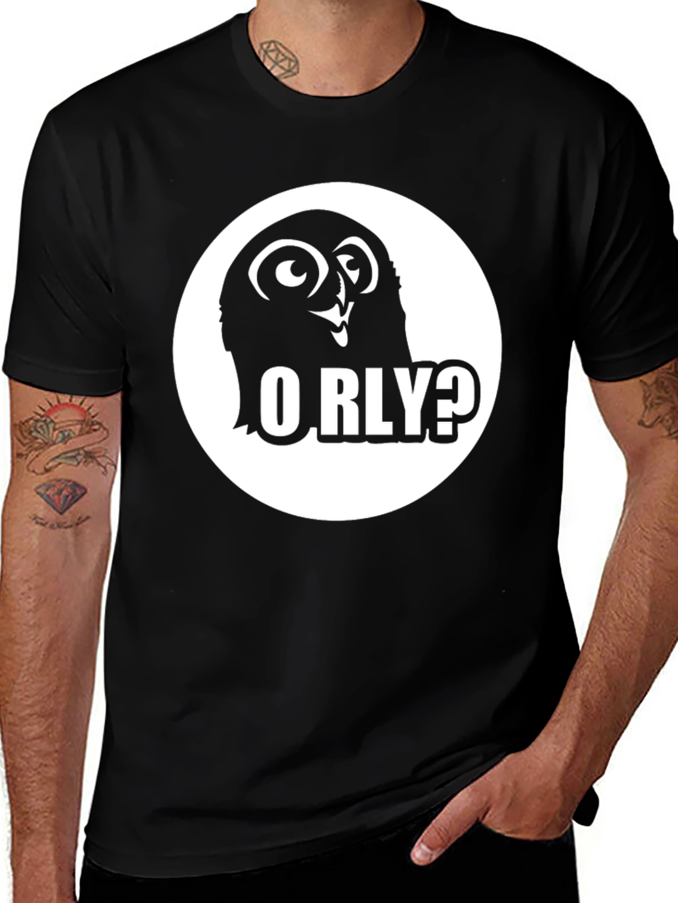 O RLY? Owl Graphic Black T-Shirt