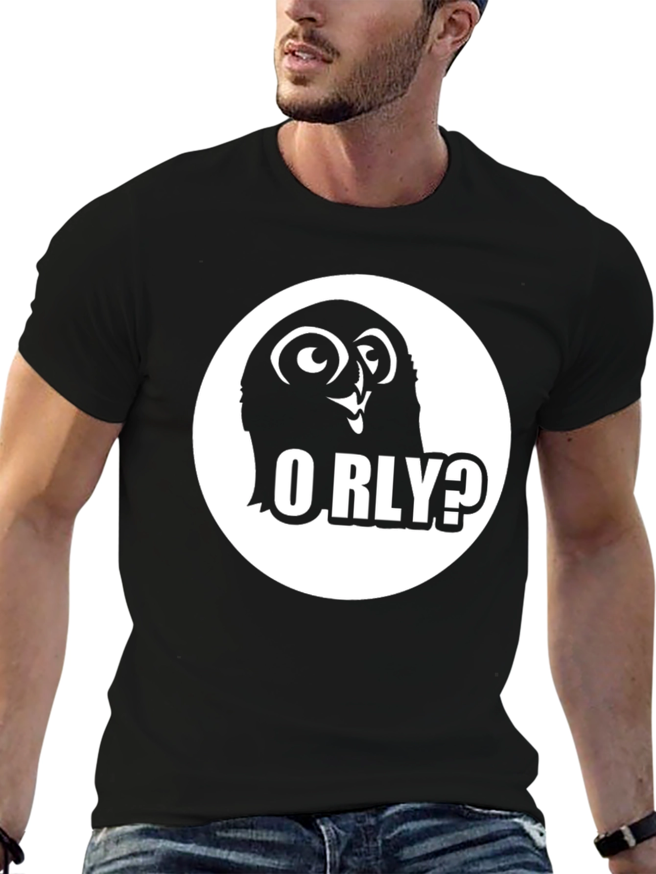 O RLY? Owl Graphic Black T-Shirt