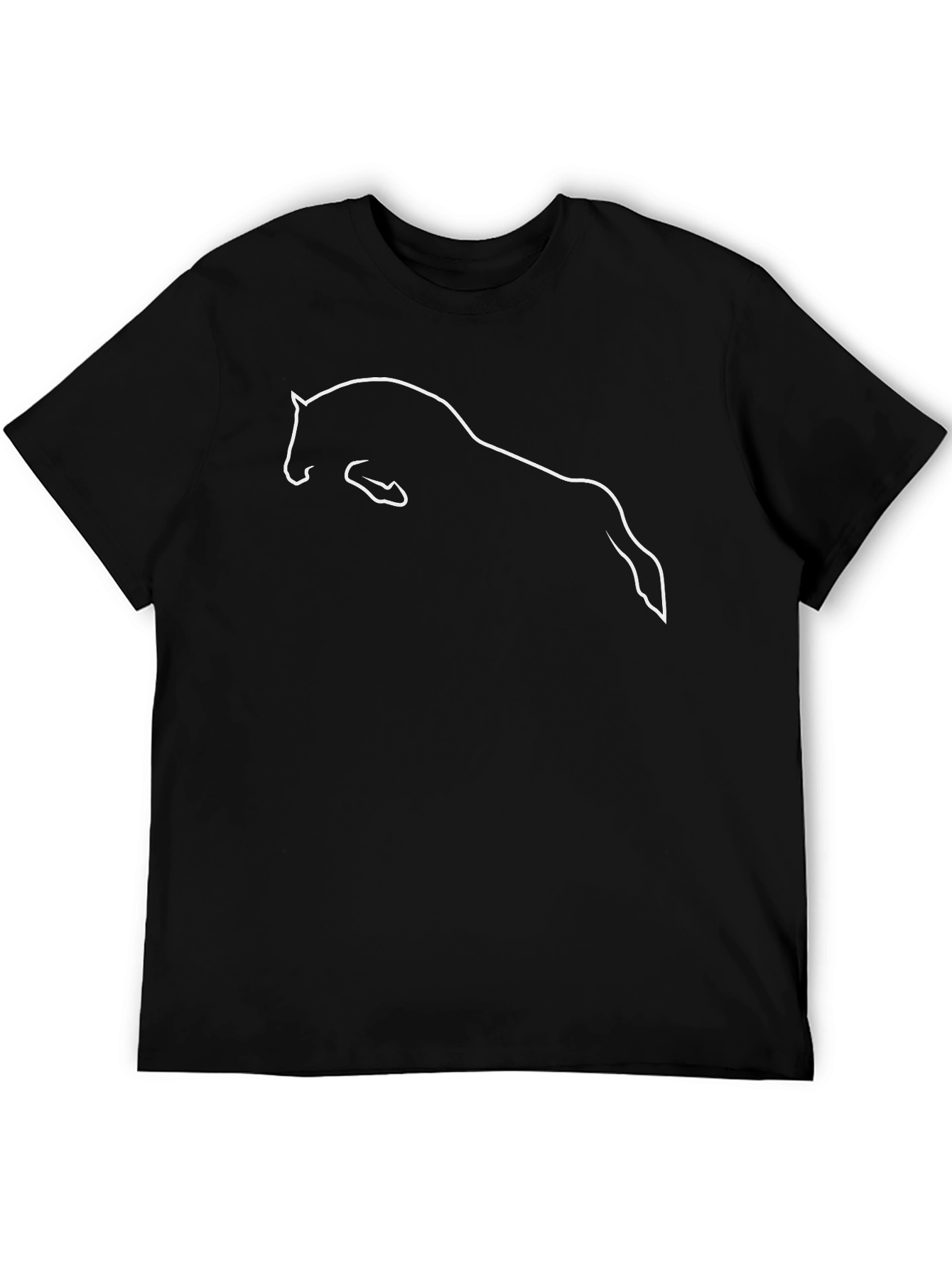 Horse Outline Black T-Shirt - Equestrian Style