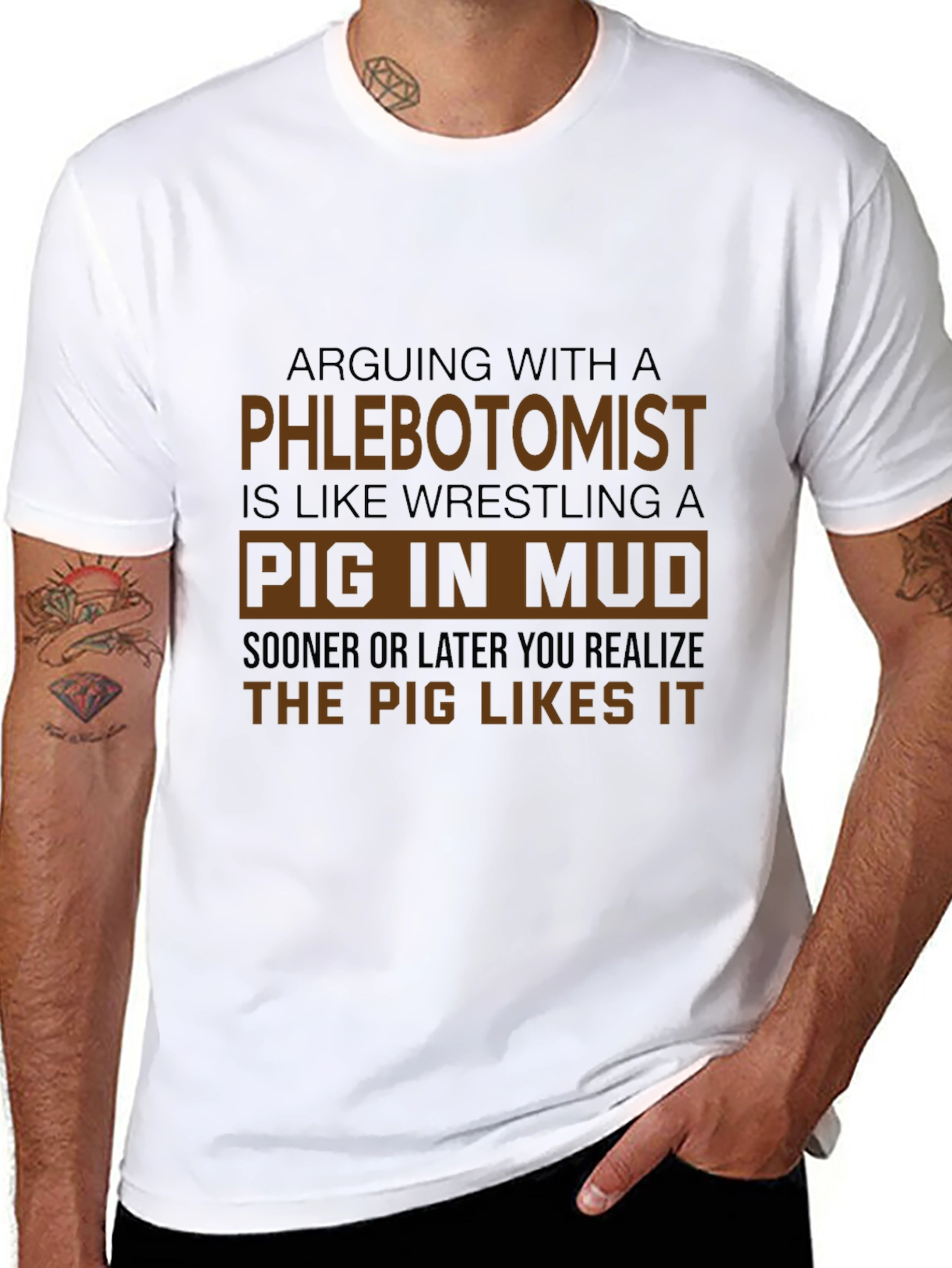 Phlebotomist Pig in Mud T-Shirt Funny Profession Tee