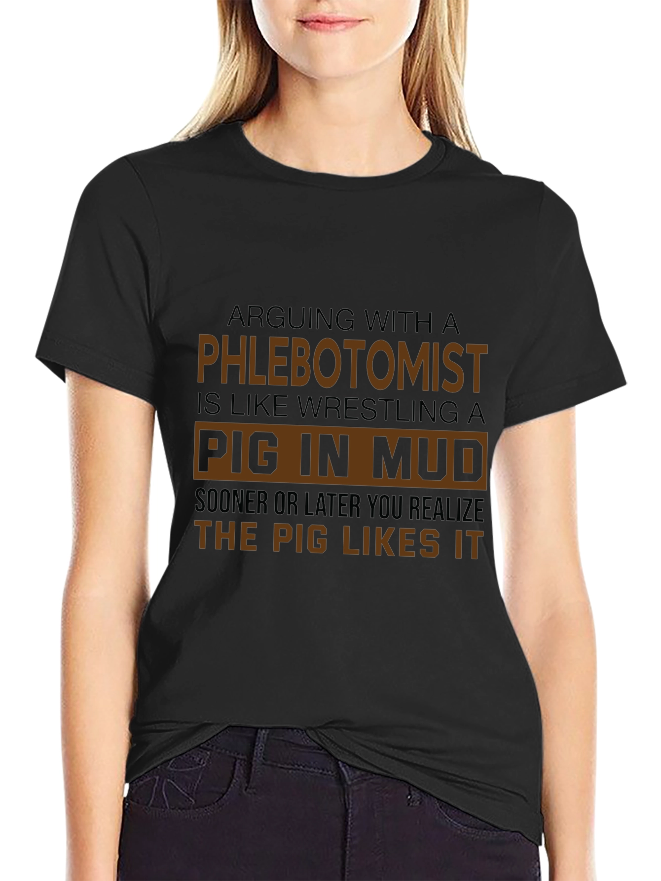 Phlebotomist Pig in Mud T-Shirt Funny Profession Tee