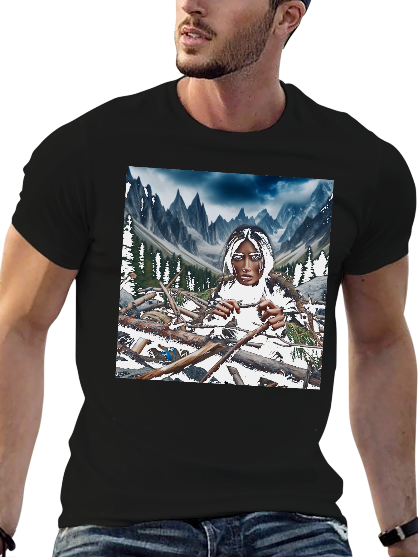 Abstract Forest T-Shirt - Black