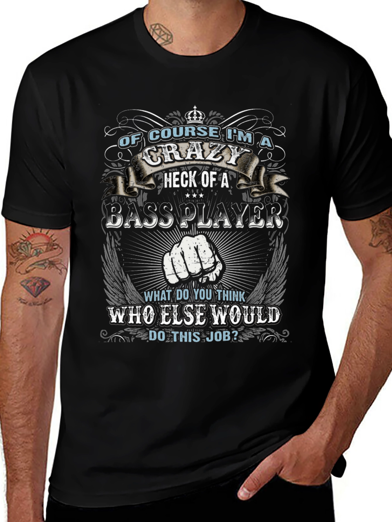 Crazy Bass Player Graphic T-Shirt