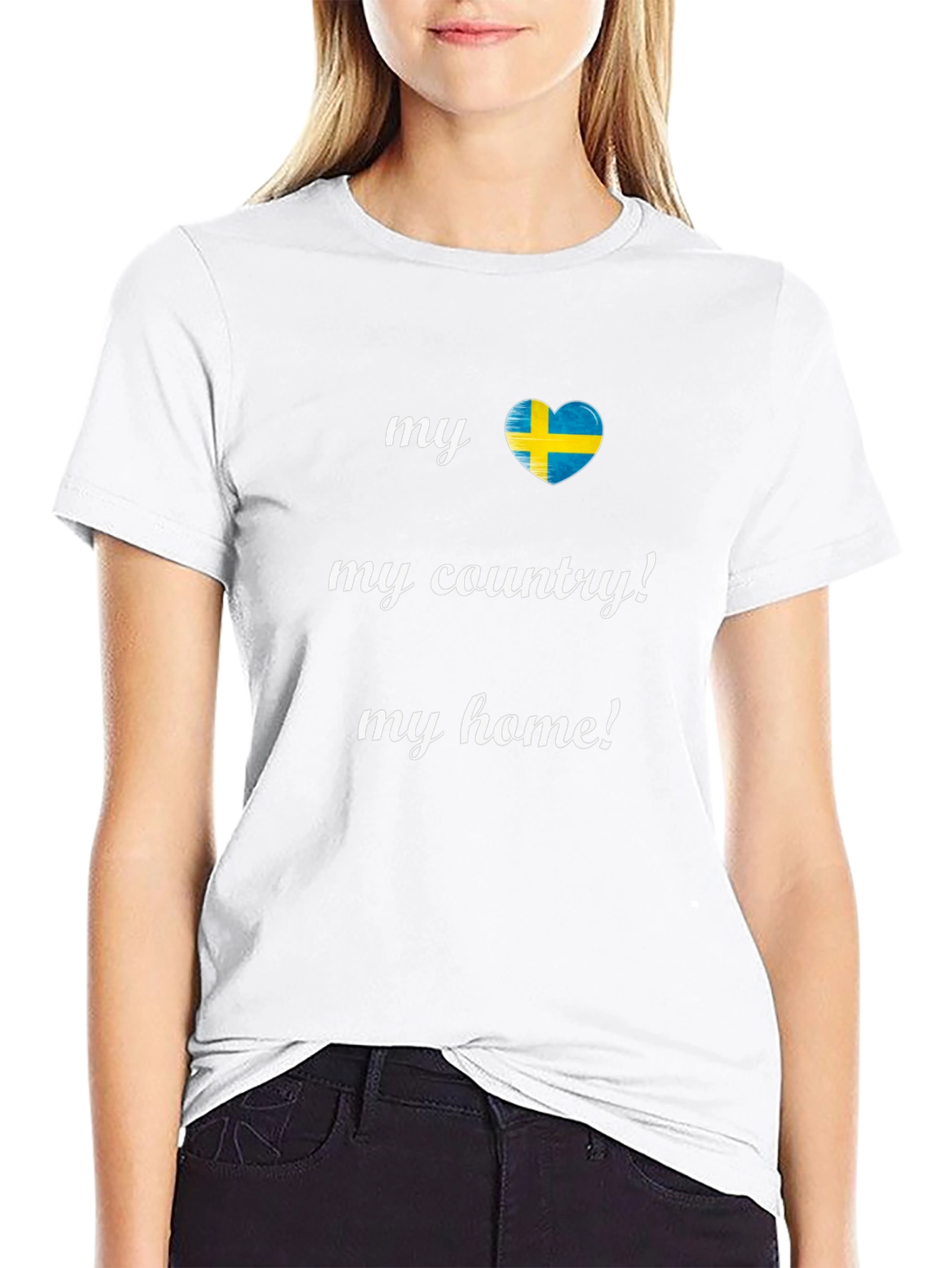 Sweden Flag Heart T-Shirt - My Country My Home