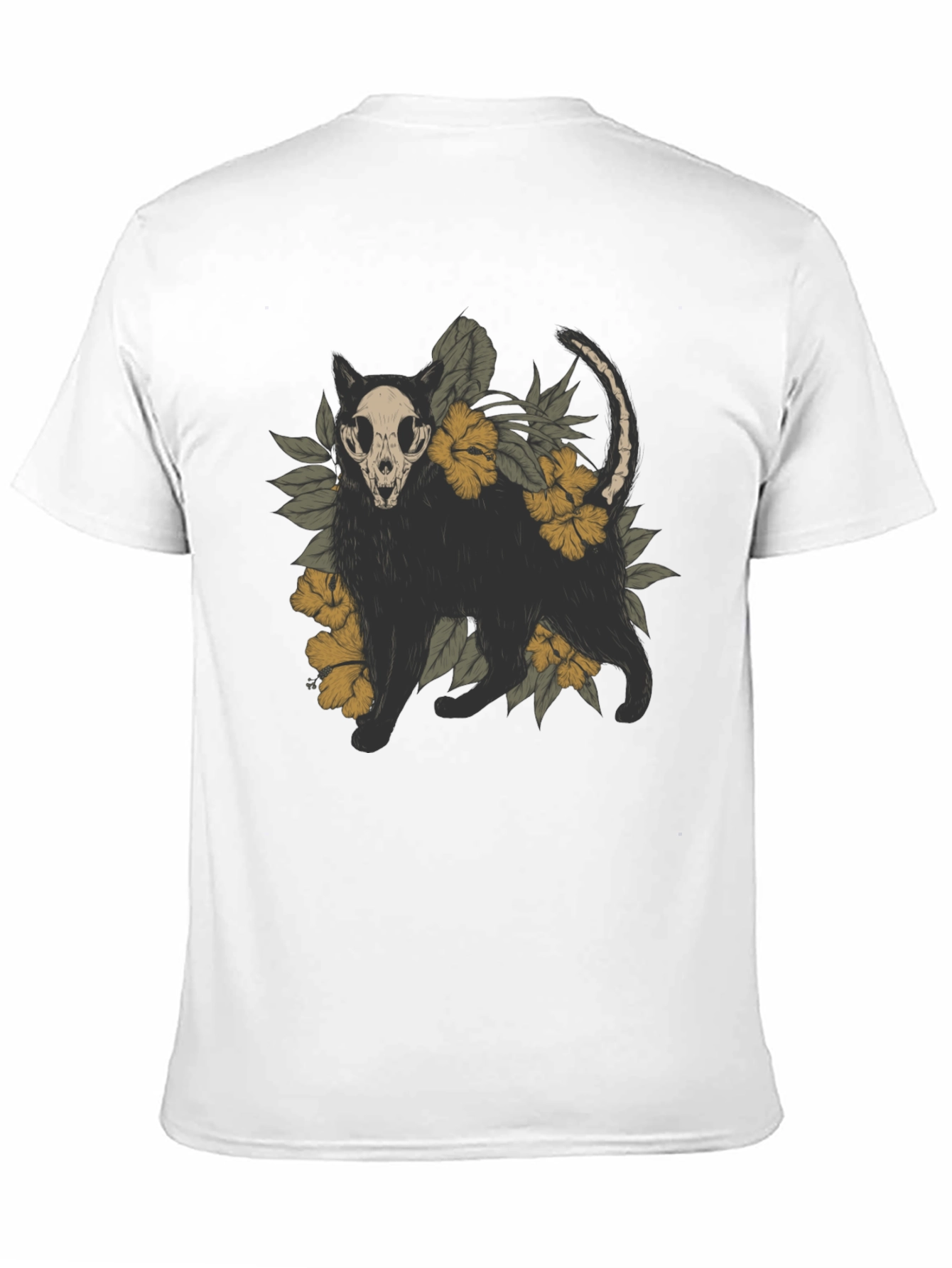 Skull Cat Graphic Tee - Mens Black T-Shirt