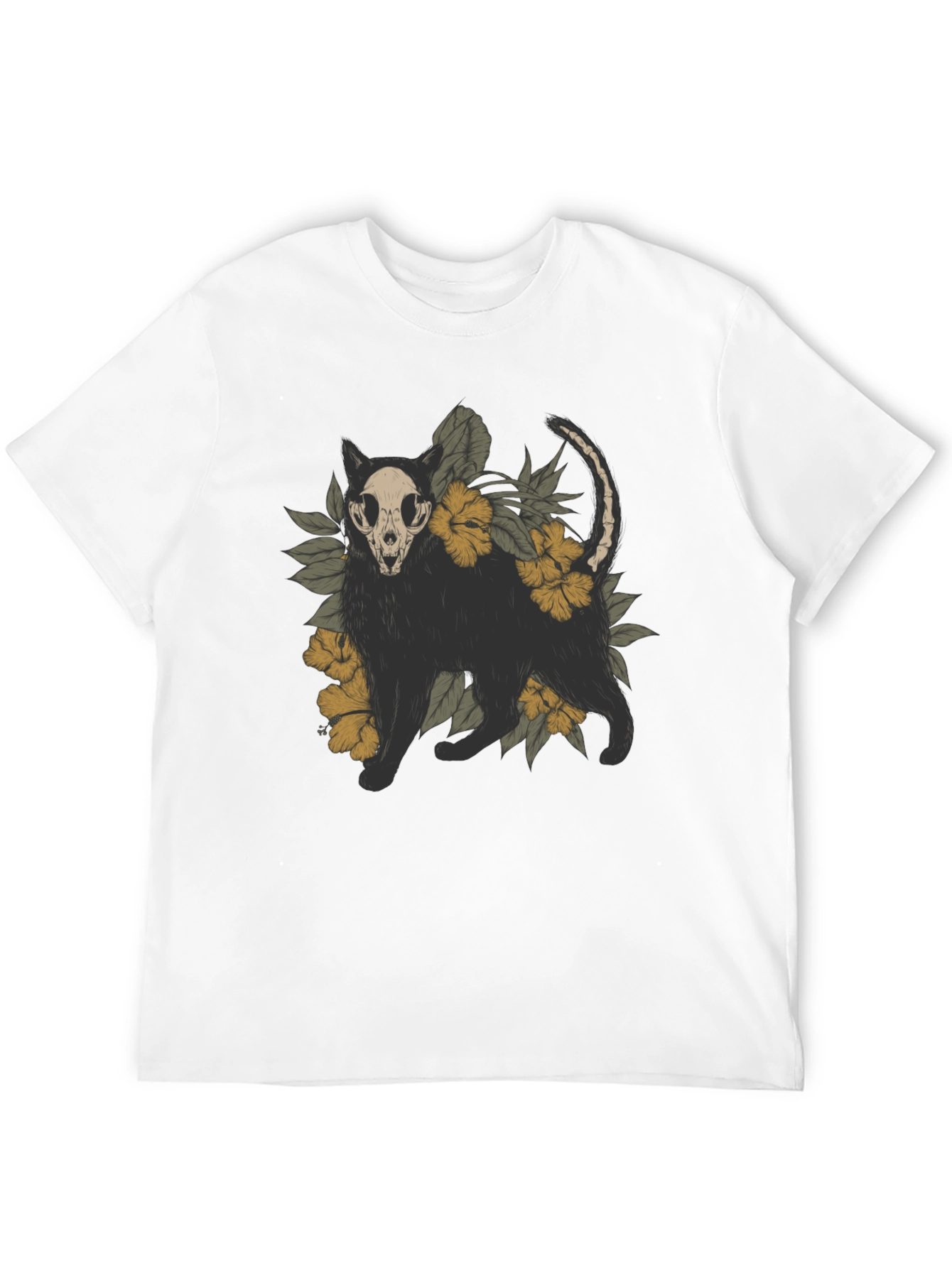Skull Cat Graphic Tee - Mens Black T-Shirt
