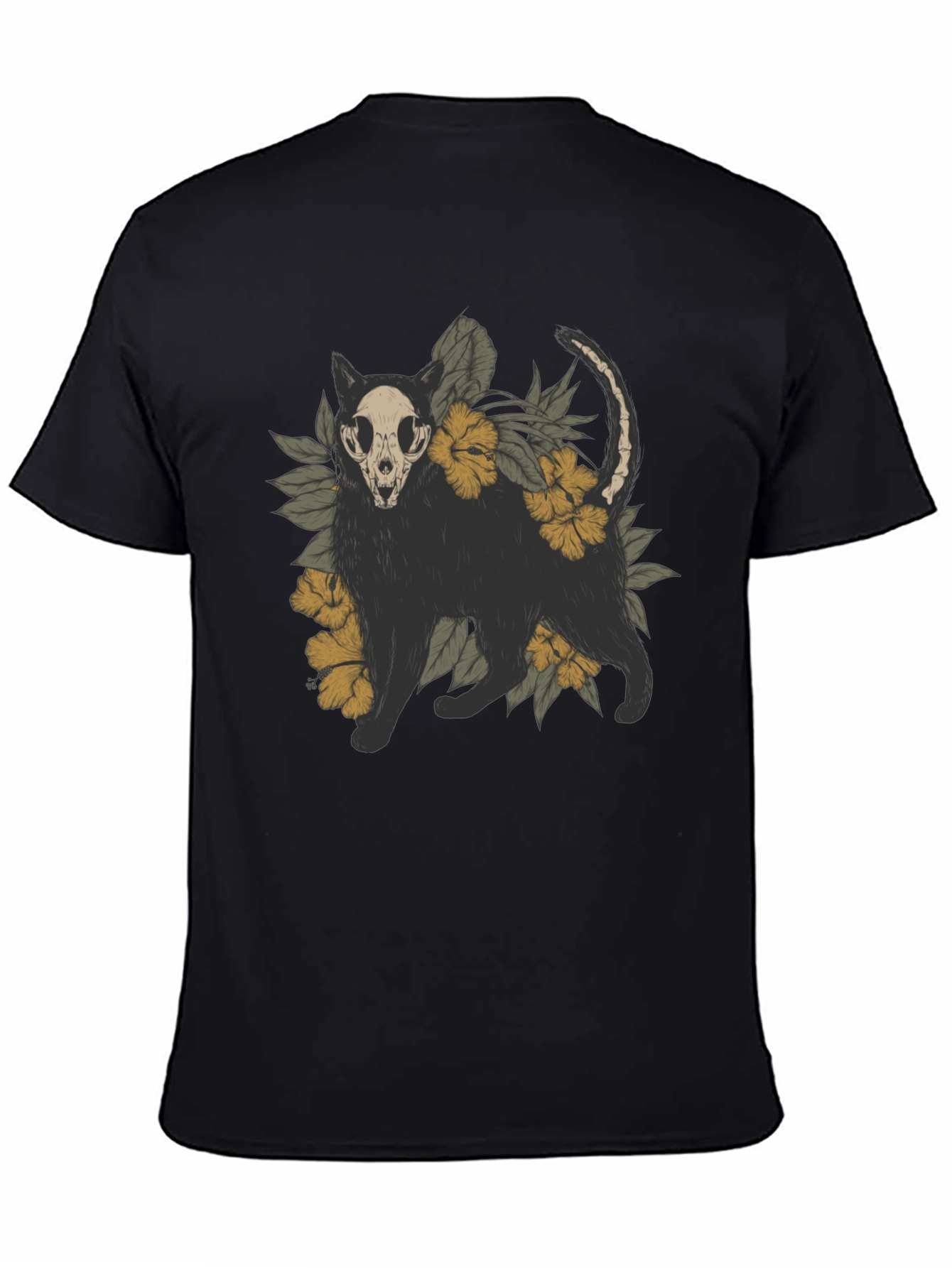 Skull Cat Graphic Tee - Mens Black T-Shirt