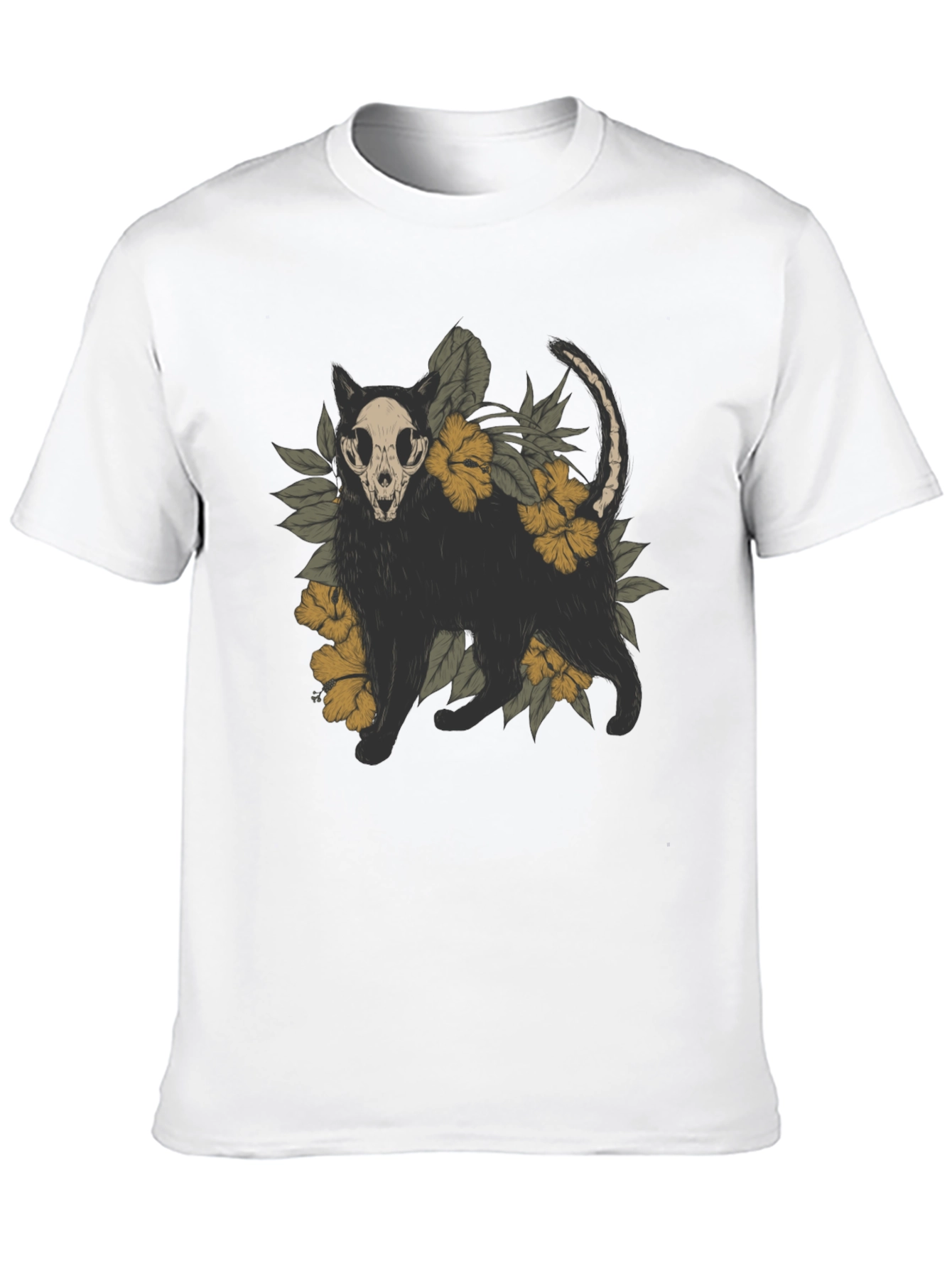 Skull Cat Graphic Tee - Mens Black T-Shirt