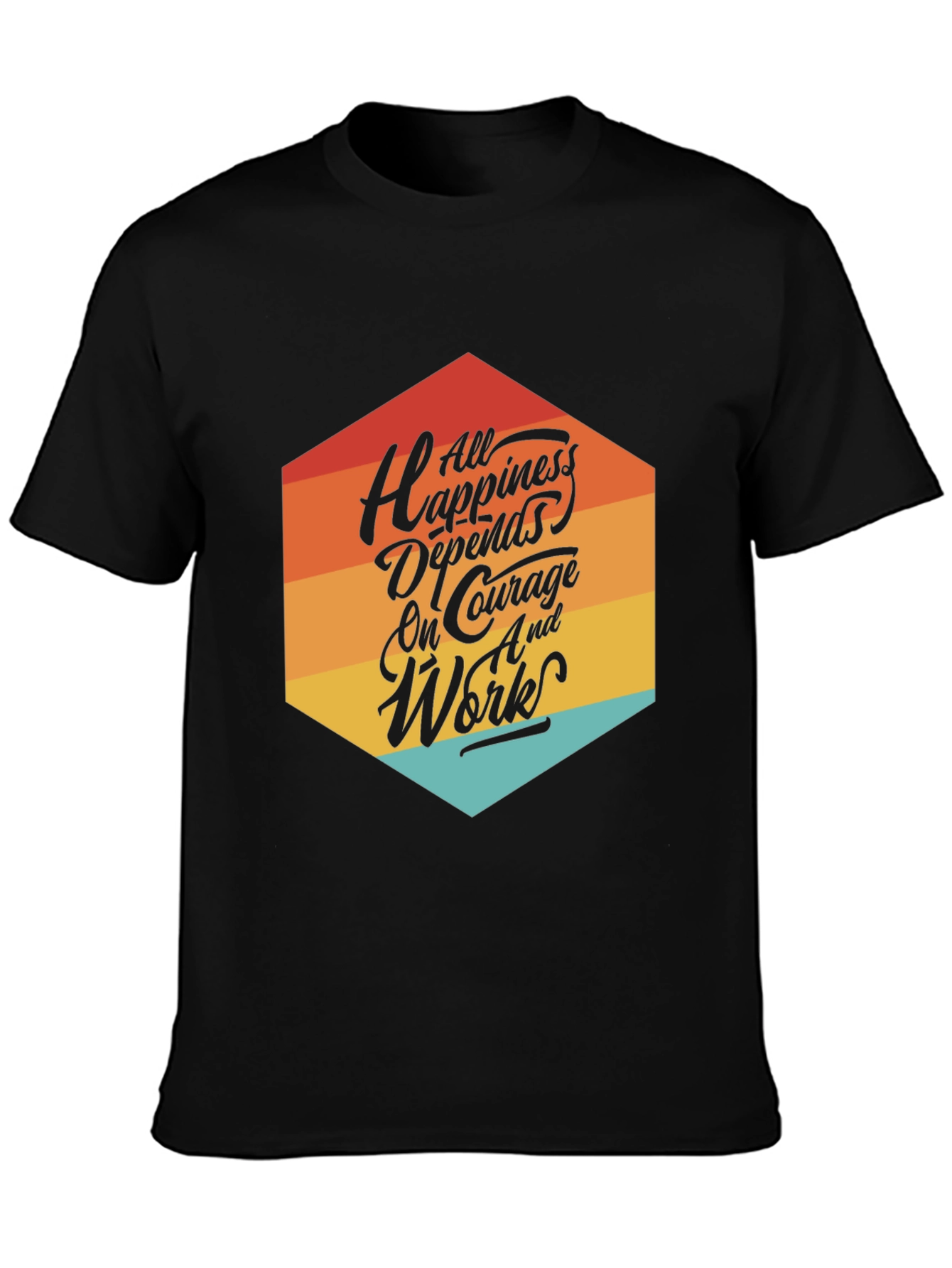 Motivational T-Shirt: All Happiness Depends on Courage