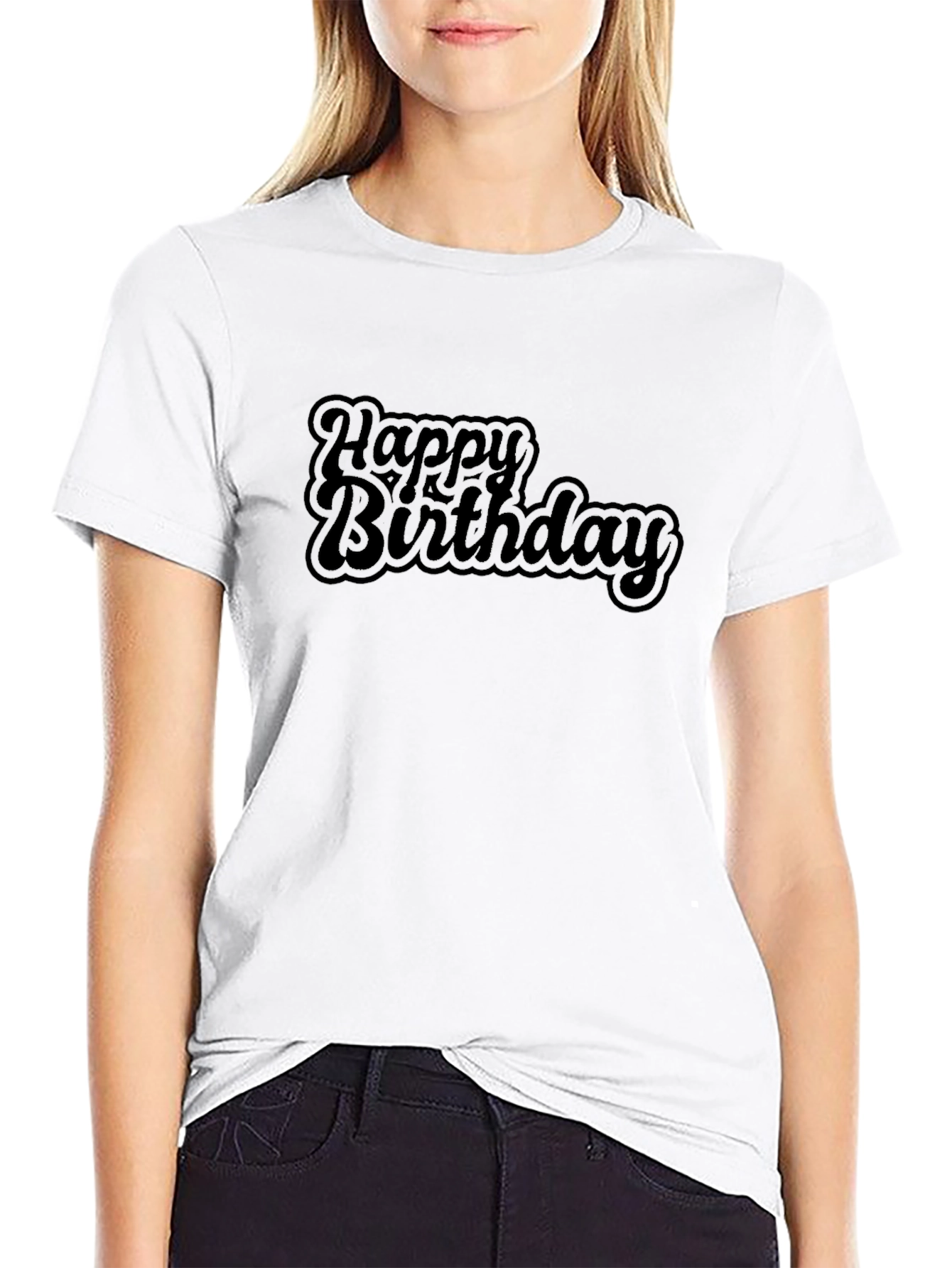 Happy Birthday Black Graphic Tee Shirt