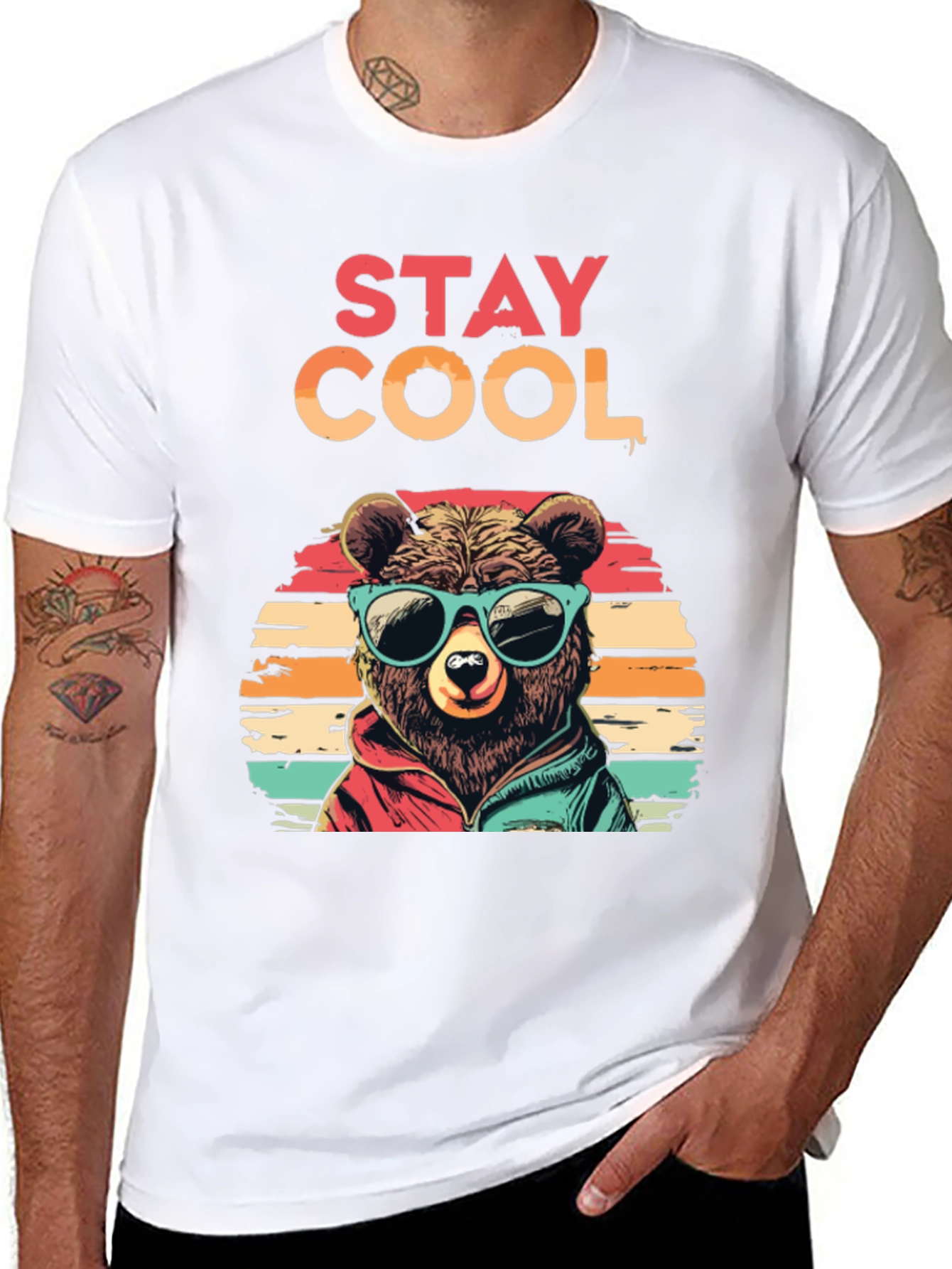 Stay Cool Bear Graphic Tee - Black