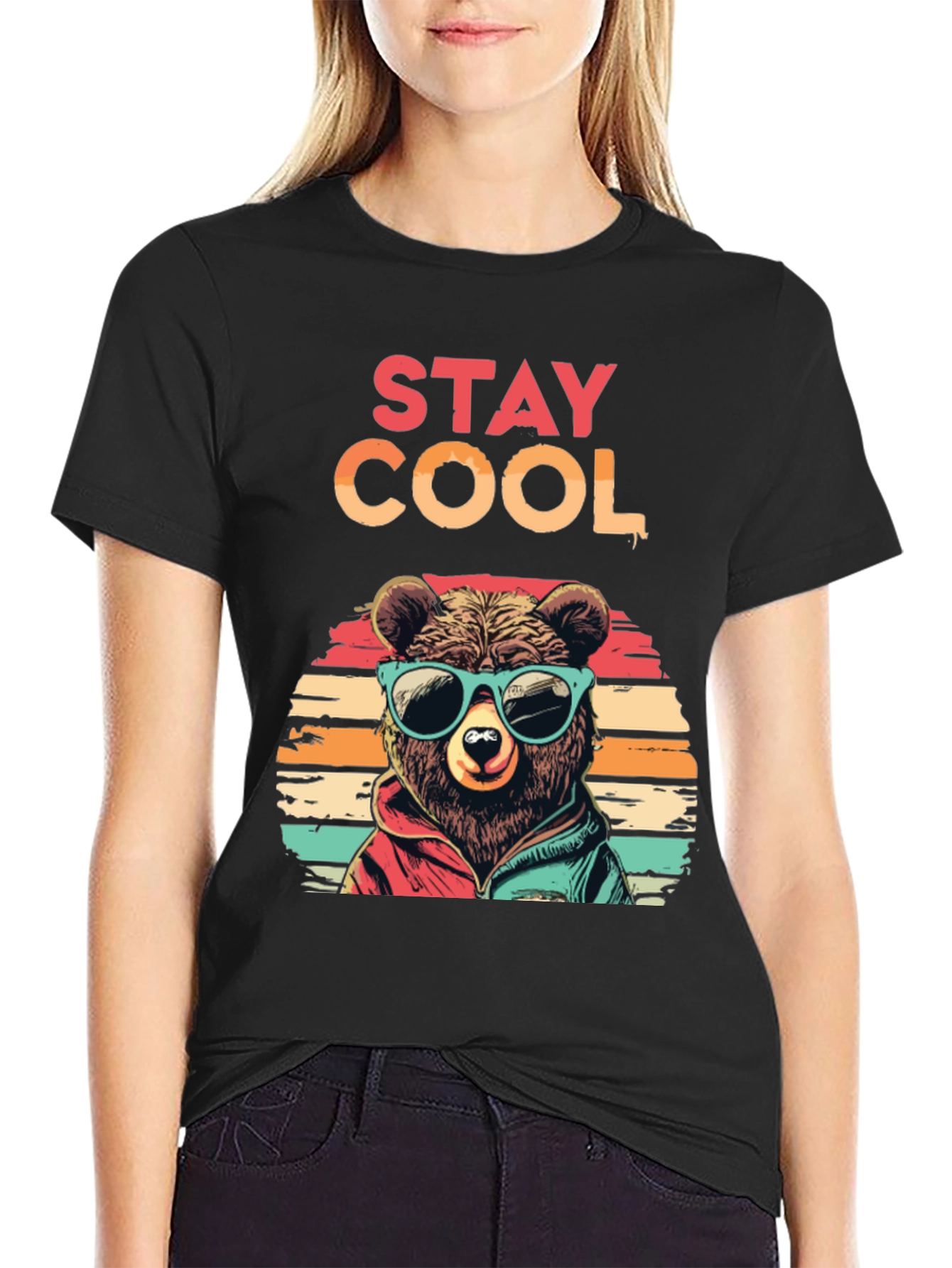 Stay Cool Bear Graphic Tee - Black