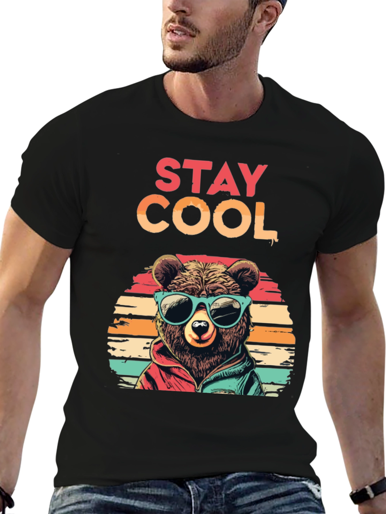 Stay Cool Bear Graphic Tee - Black