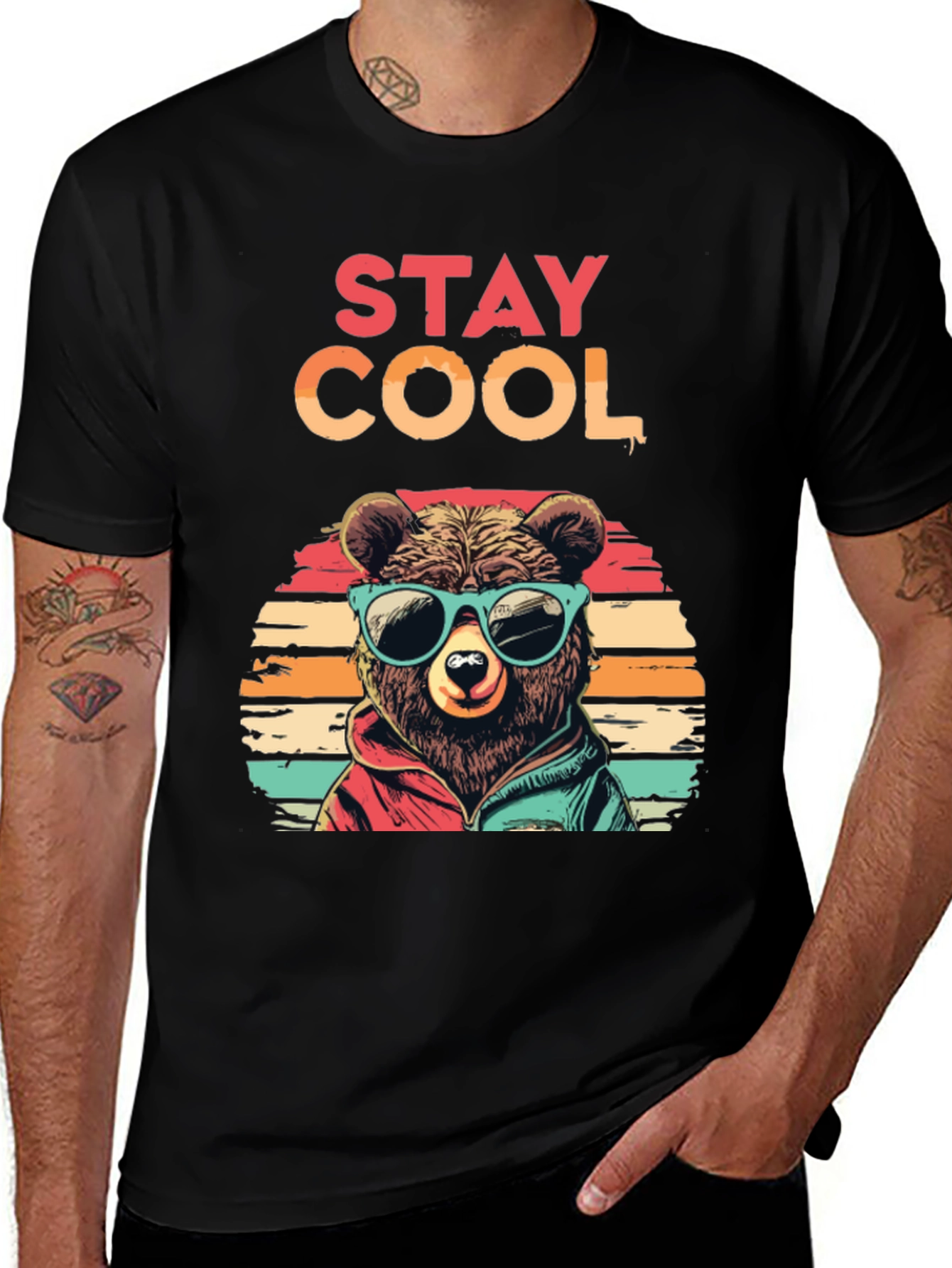 Stay Cool Bear Graphic Tee - Black