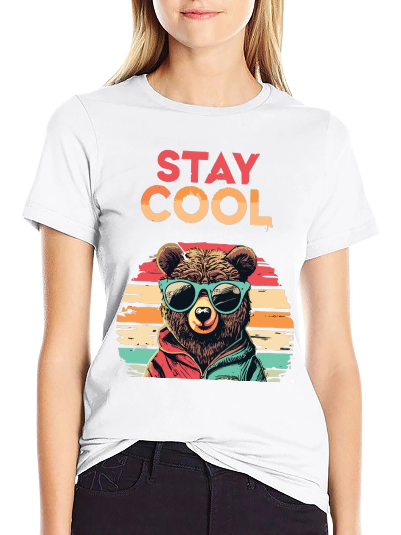 Stay Cool Bear Graphic Tee - Black