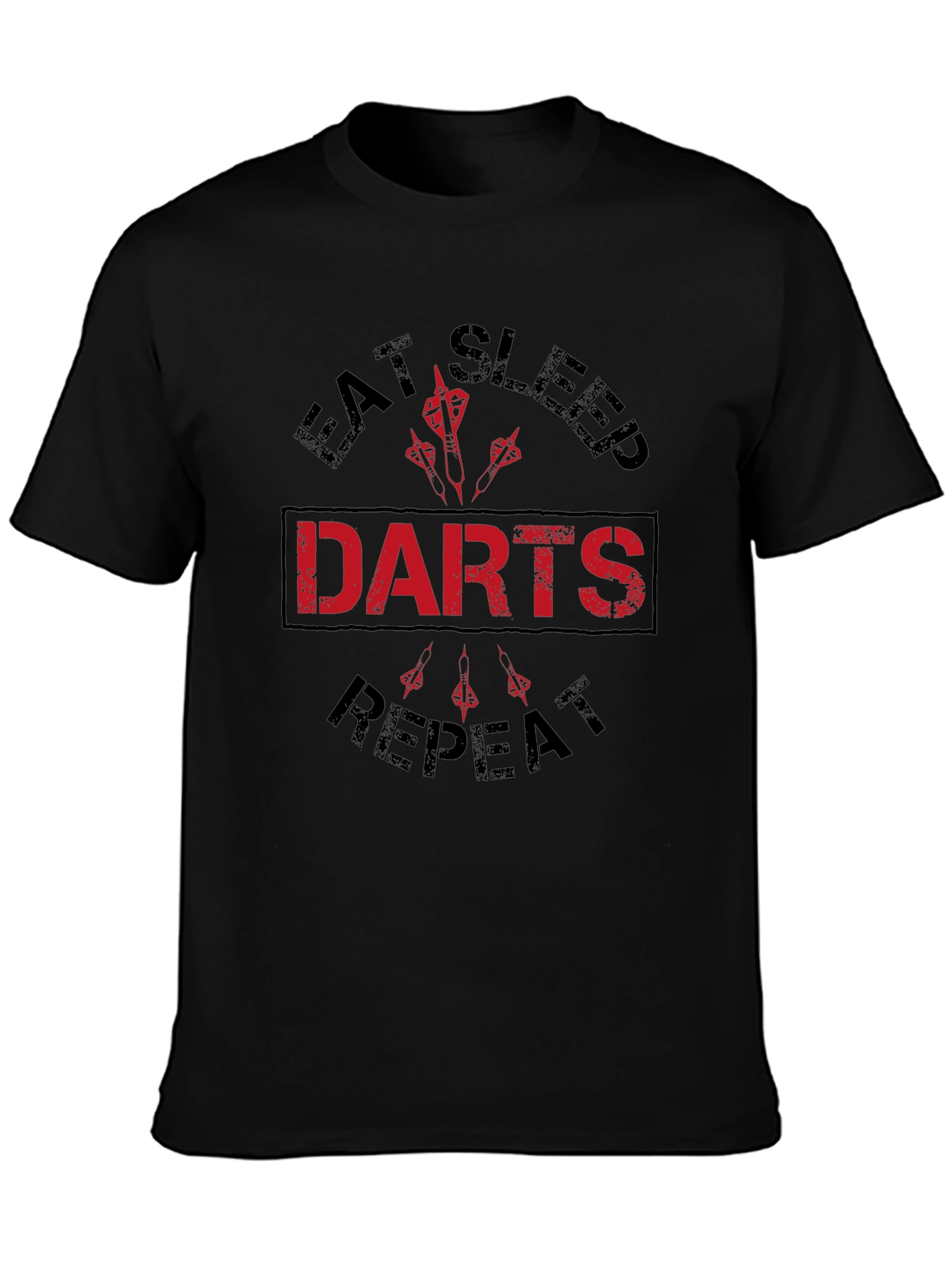 Eat Sleep Darts Repeat Black Graphic Tee