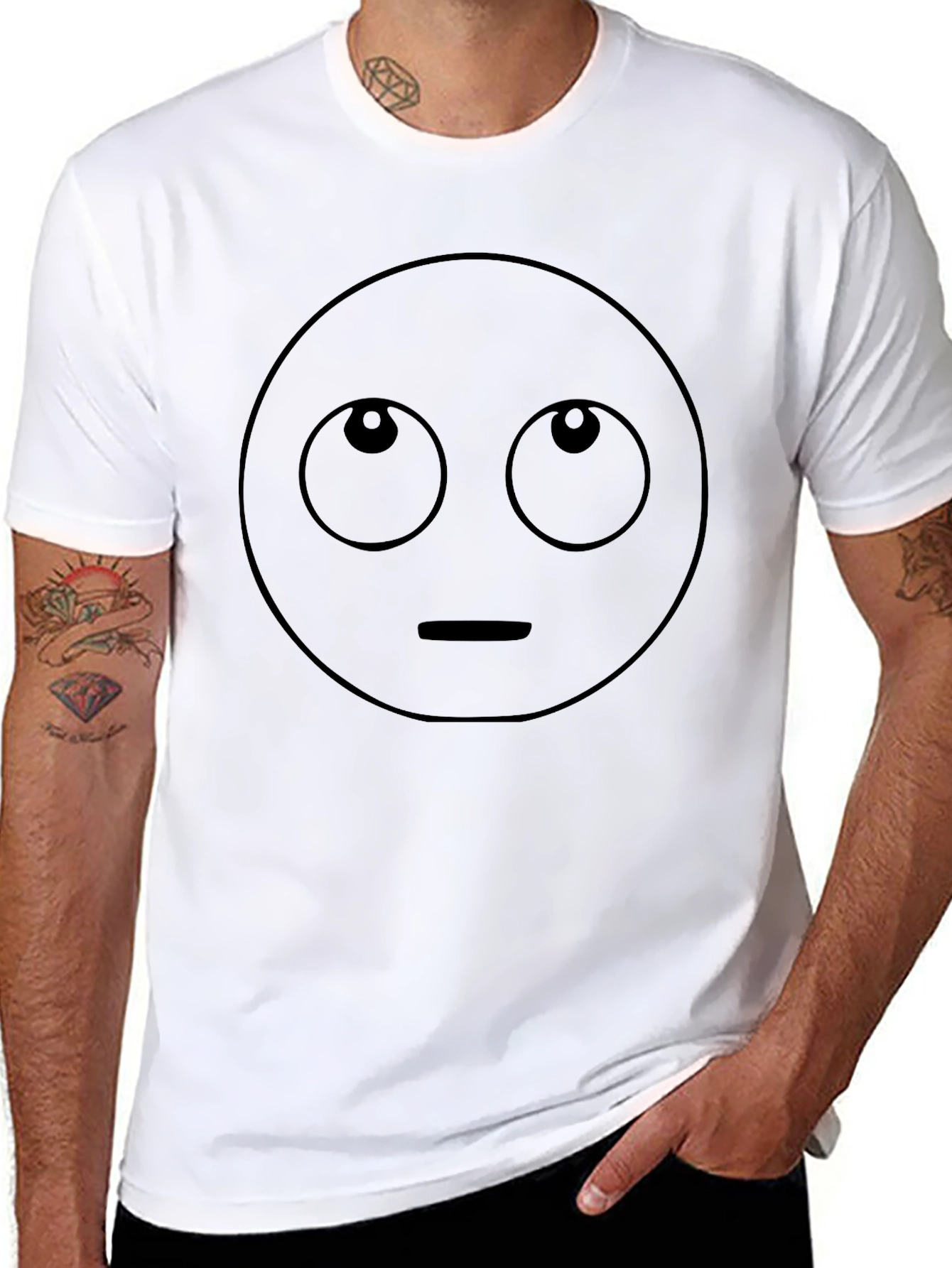 Looking Up Emoji T-Shirt - Black