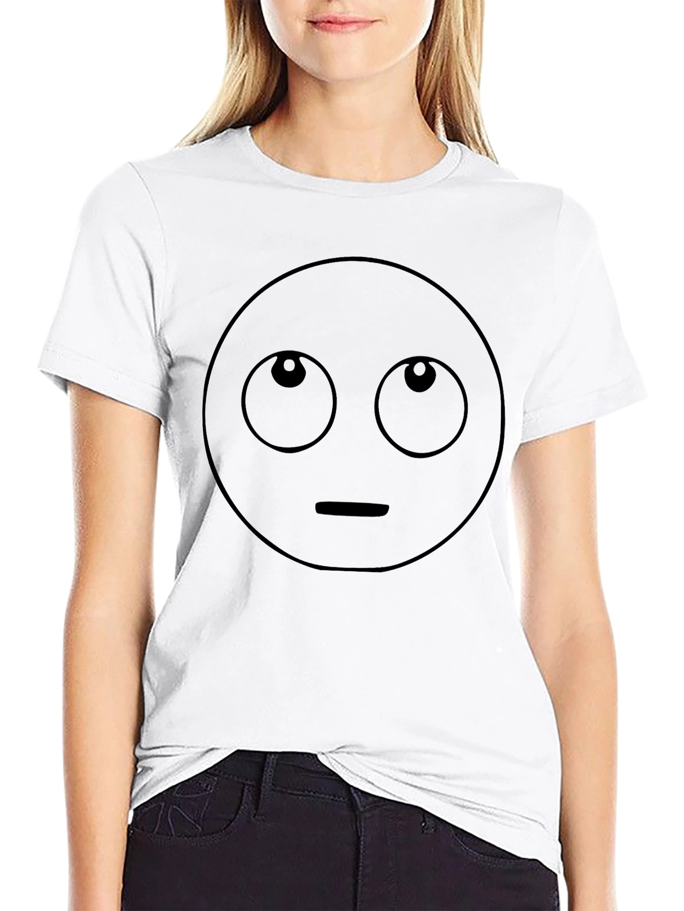 Looking Up Emoji T-Shirt - Black