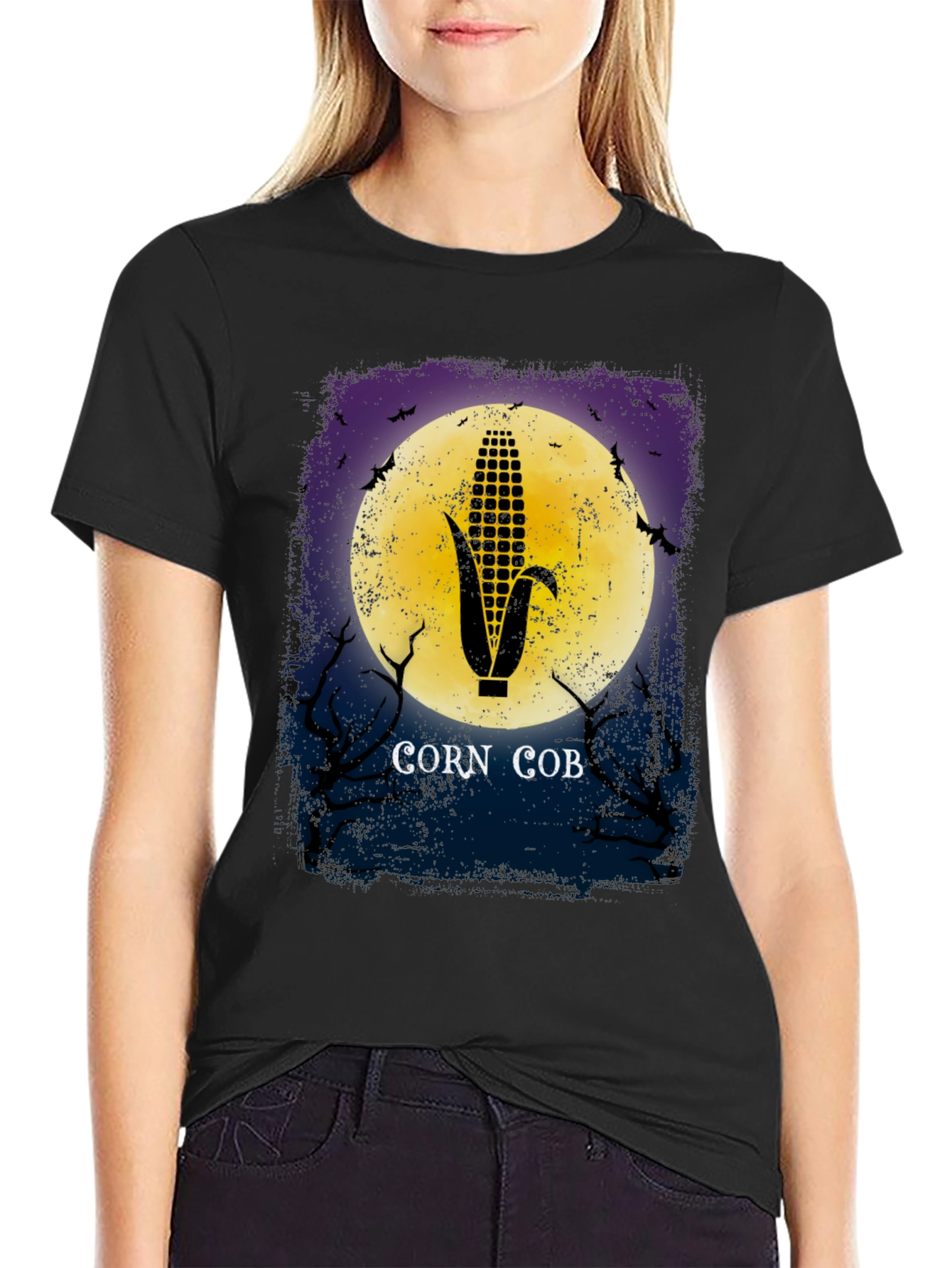 Corn Cob Silhouette Halloween Graphic T-Shirt