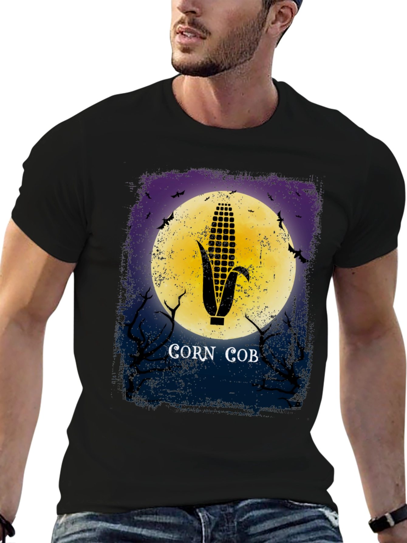 Corn Cob Silhouette Halloween Graphic T-Shirt