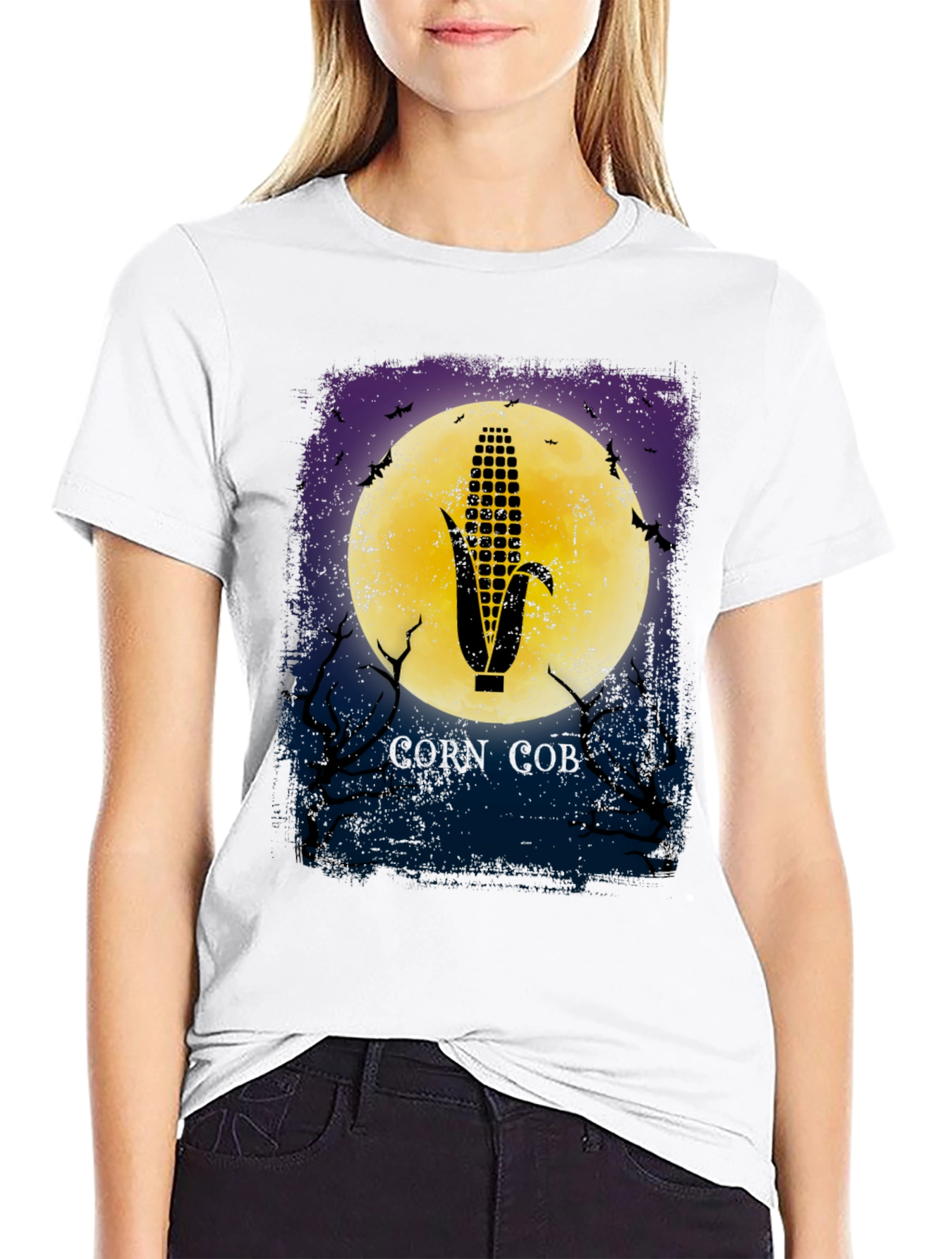 Corn Cob Silhouette Halloween Graphic T-Shirt