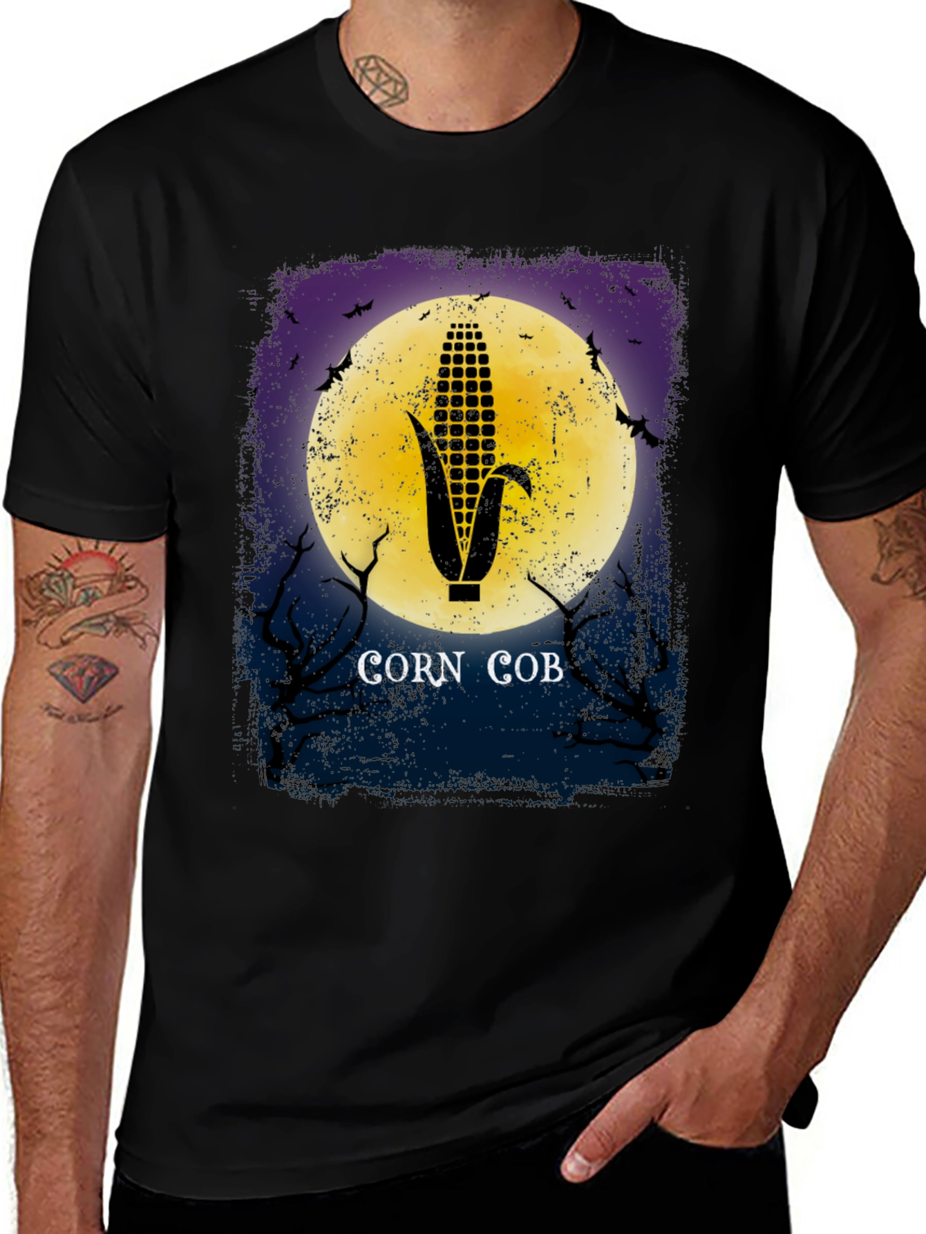 Corn Cob Silhouette Halloween Graphic T-Shirt