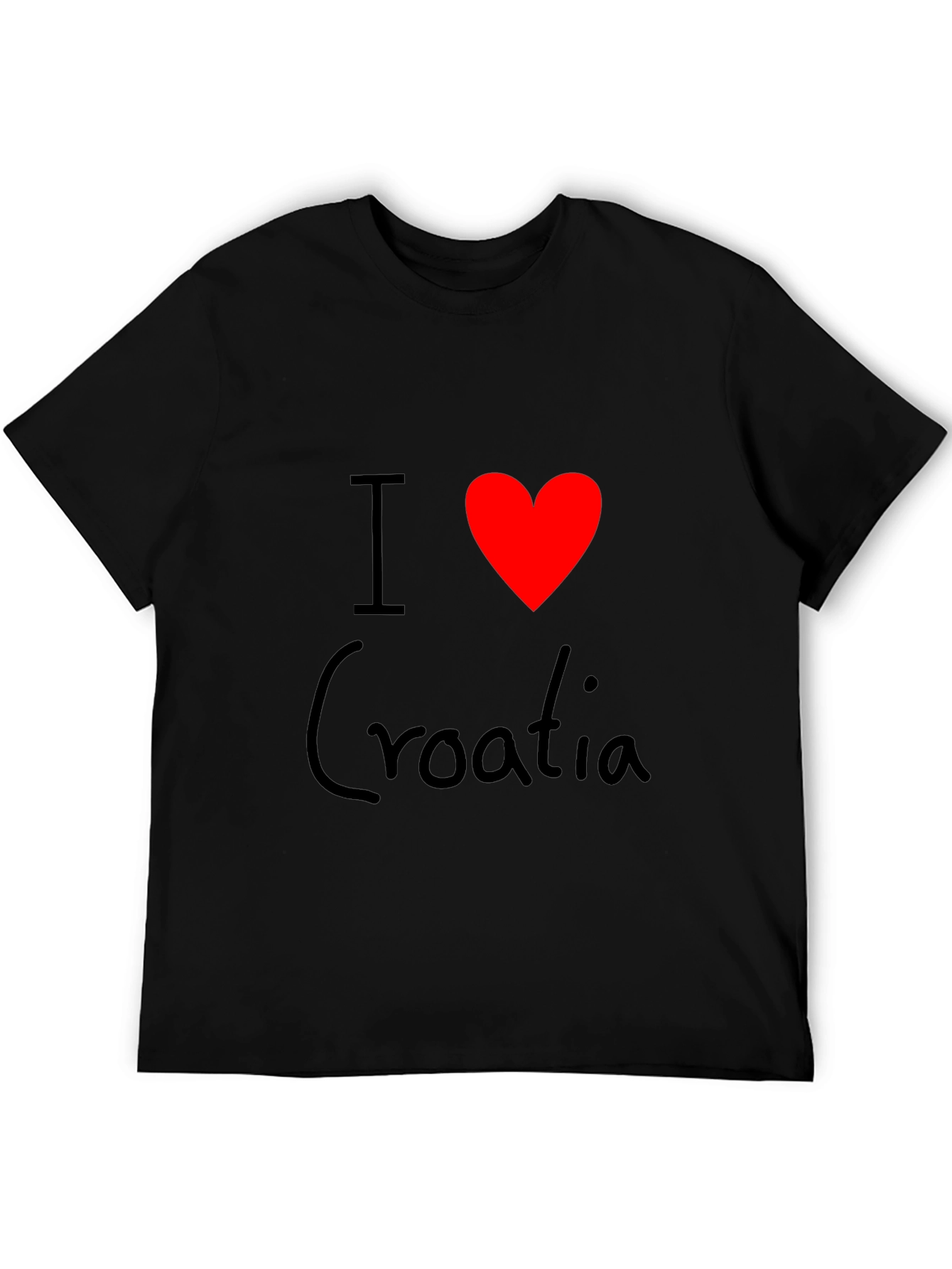 I Love Croatia T-Shirt - Black Cotton Tee