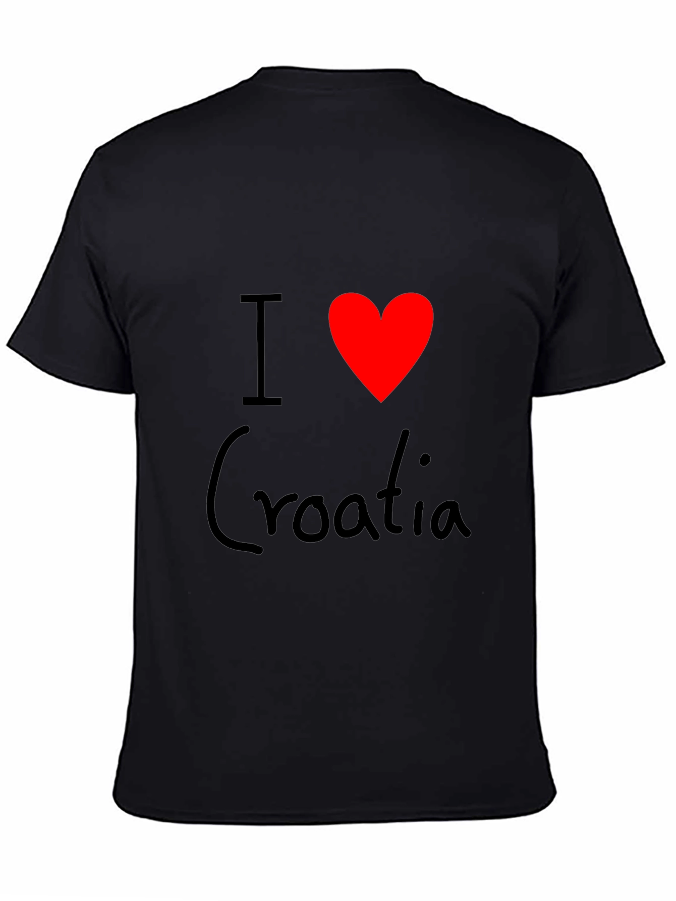 I Love Croatia T-Shirt - Black Cotton Tee