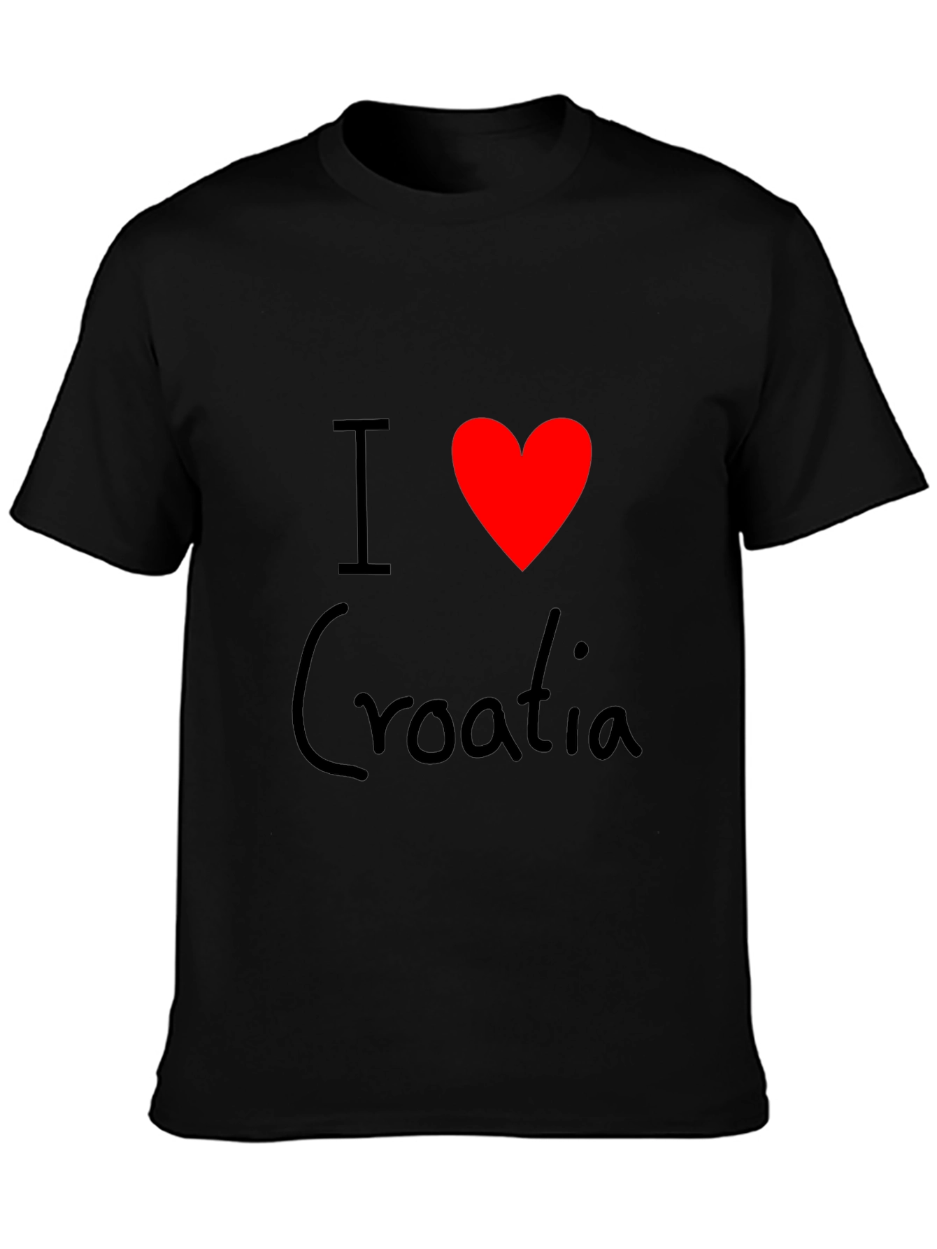 I Love Croatia T-Shirt - Black Cotton Tee