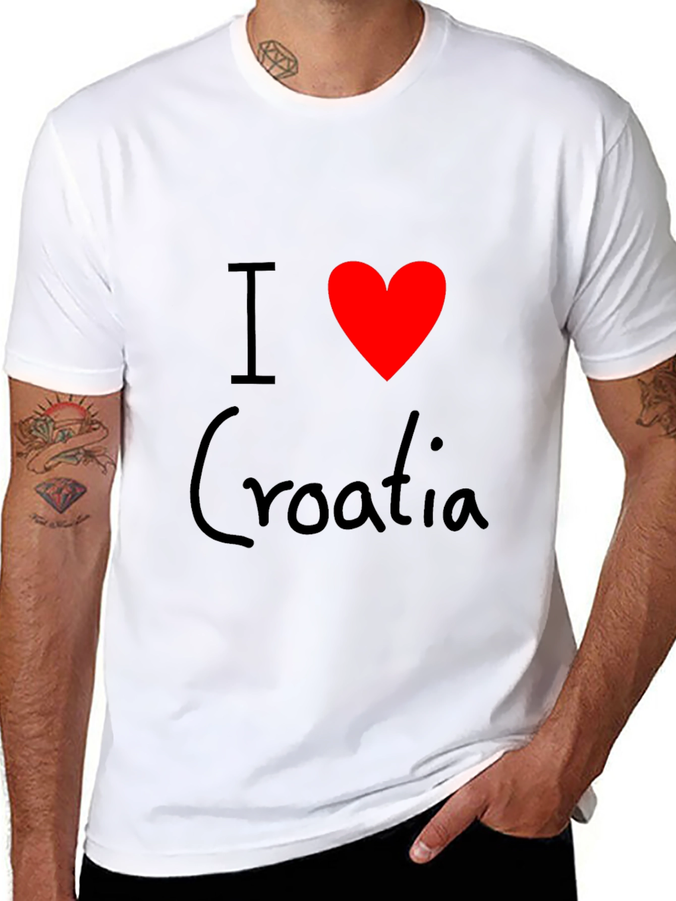 I Love Croatia T-Shirt - Black Cotton Tee