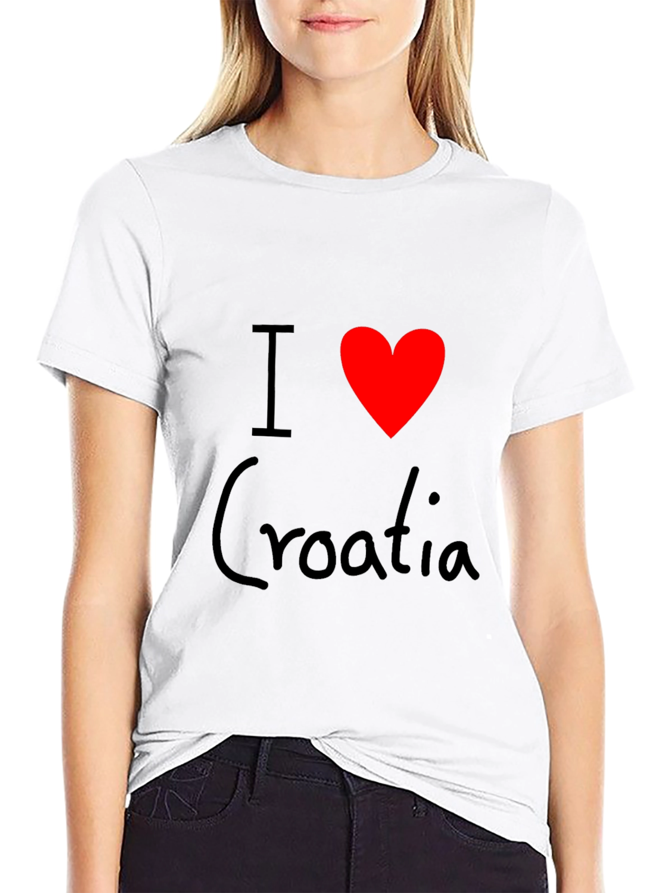 I Love Croatia T-Shirt - Black Cotton Tee
