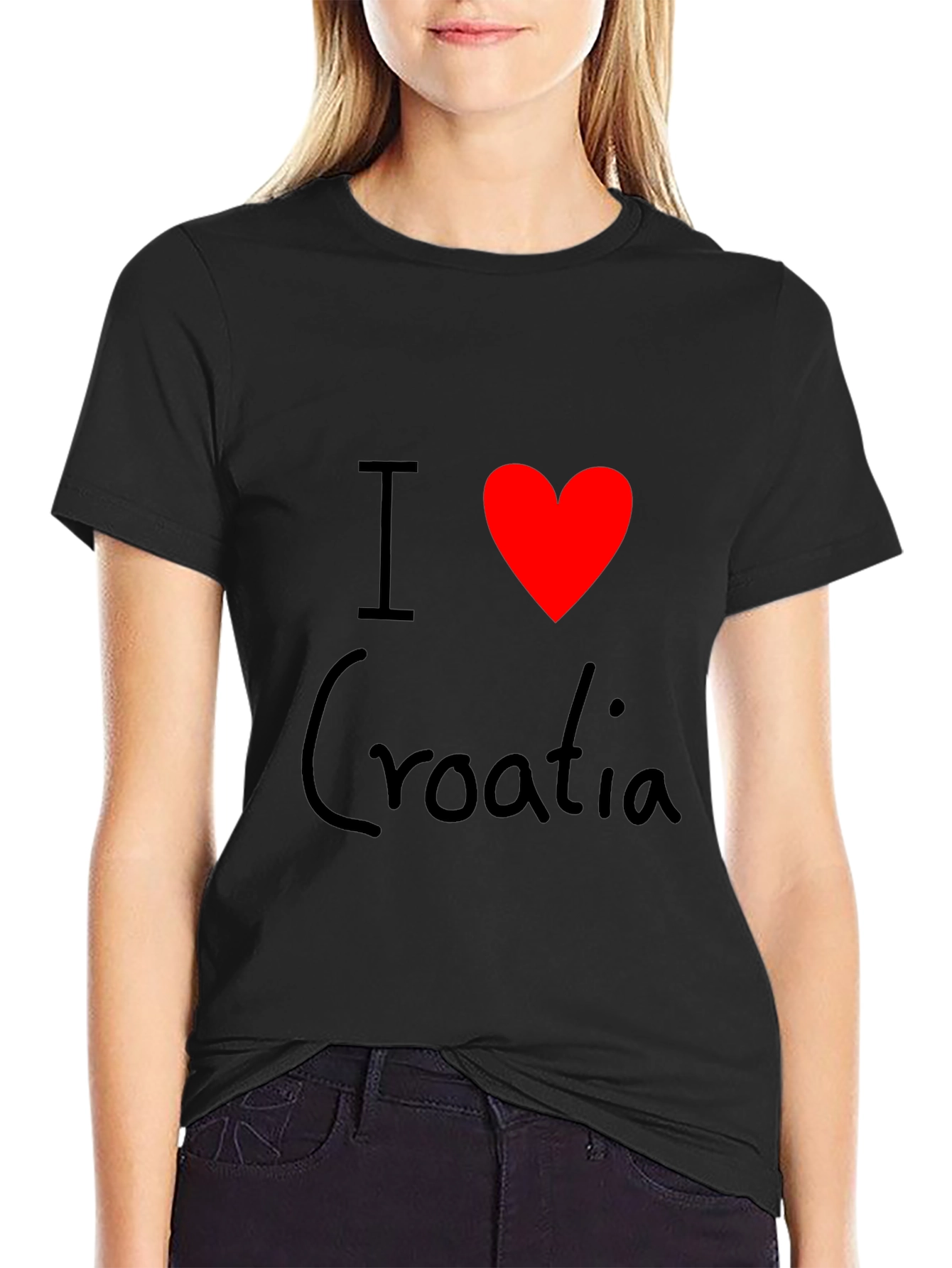 I Love Croatia T-Shirt - Black Cotton Tee