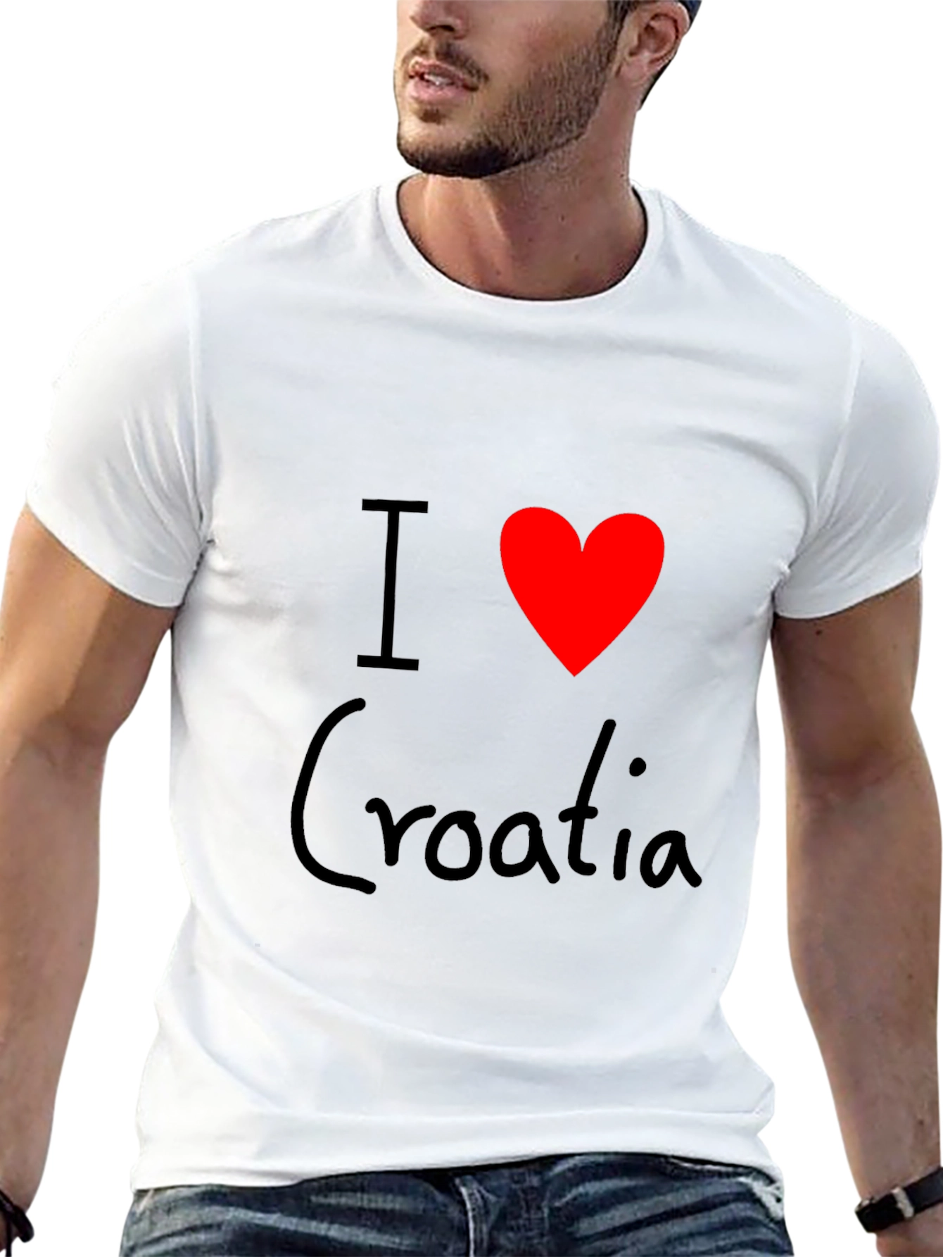 I Love Croatia T-Shirt - Black Cotton Tee