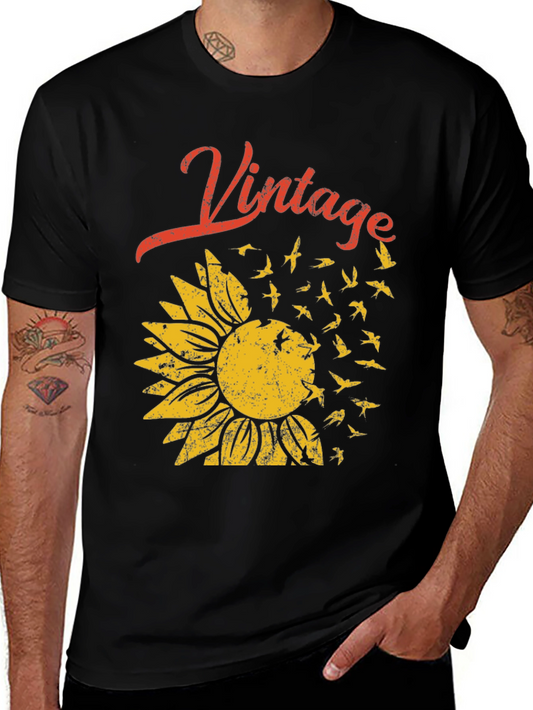 Vintage Sunflower Bird T-Shirt