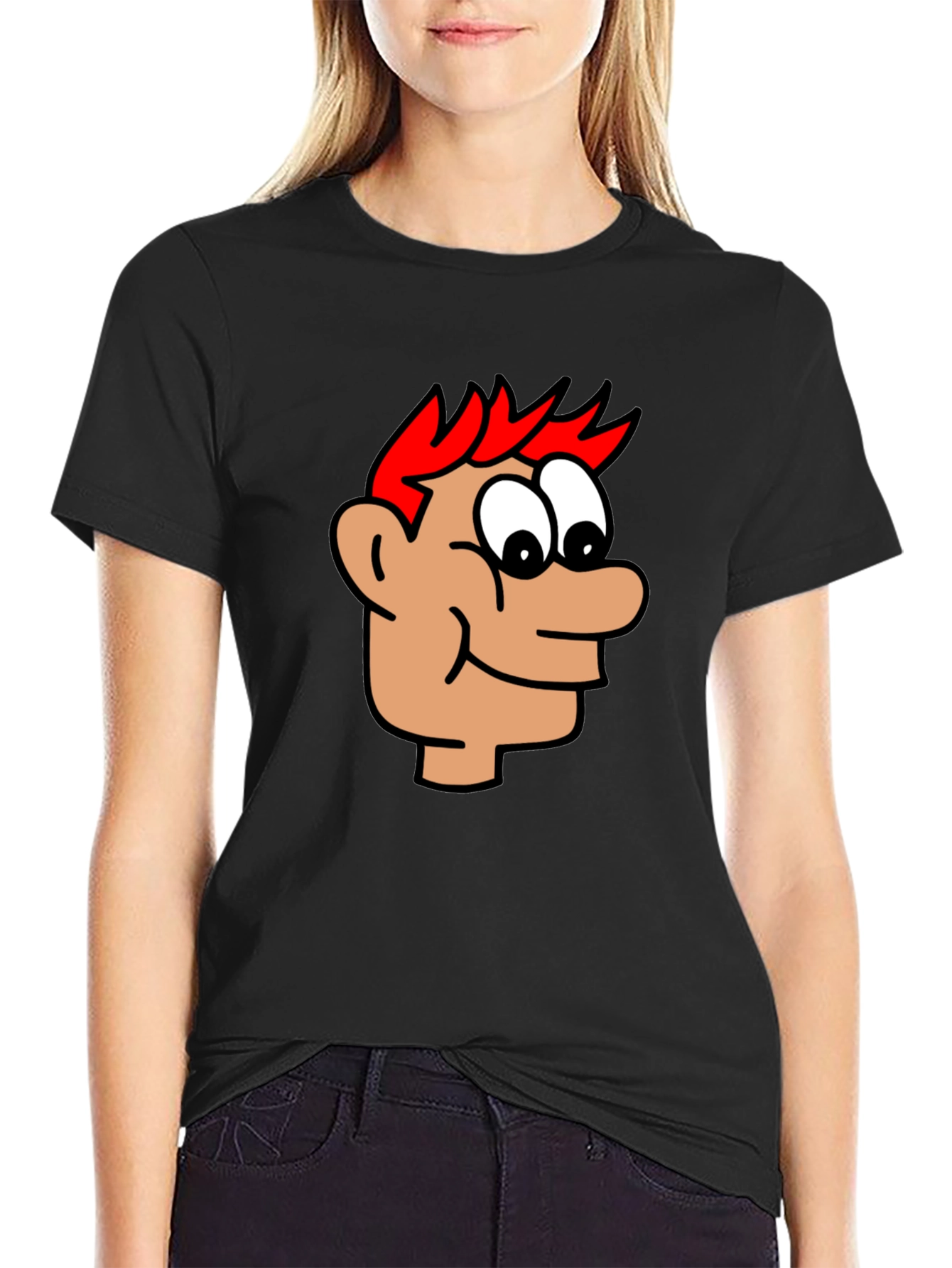 Cartoon Head Black T-Shirt
