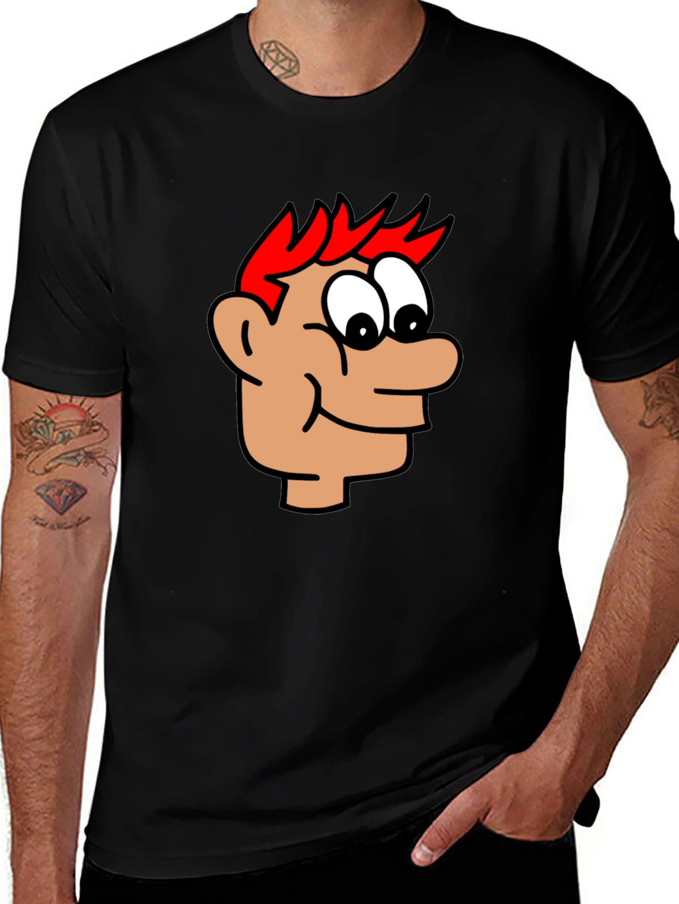 Cartoon Head Black T-Shirt
