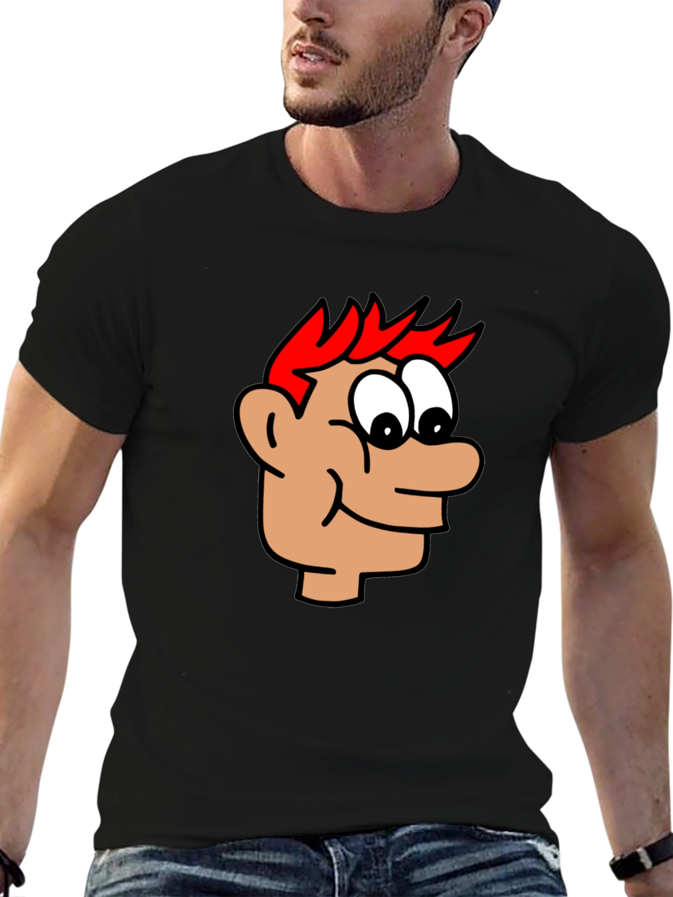 Cartoon Head Black T-Shirt