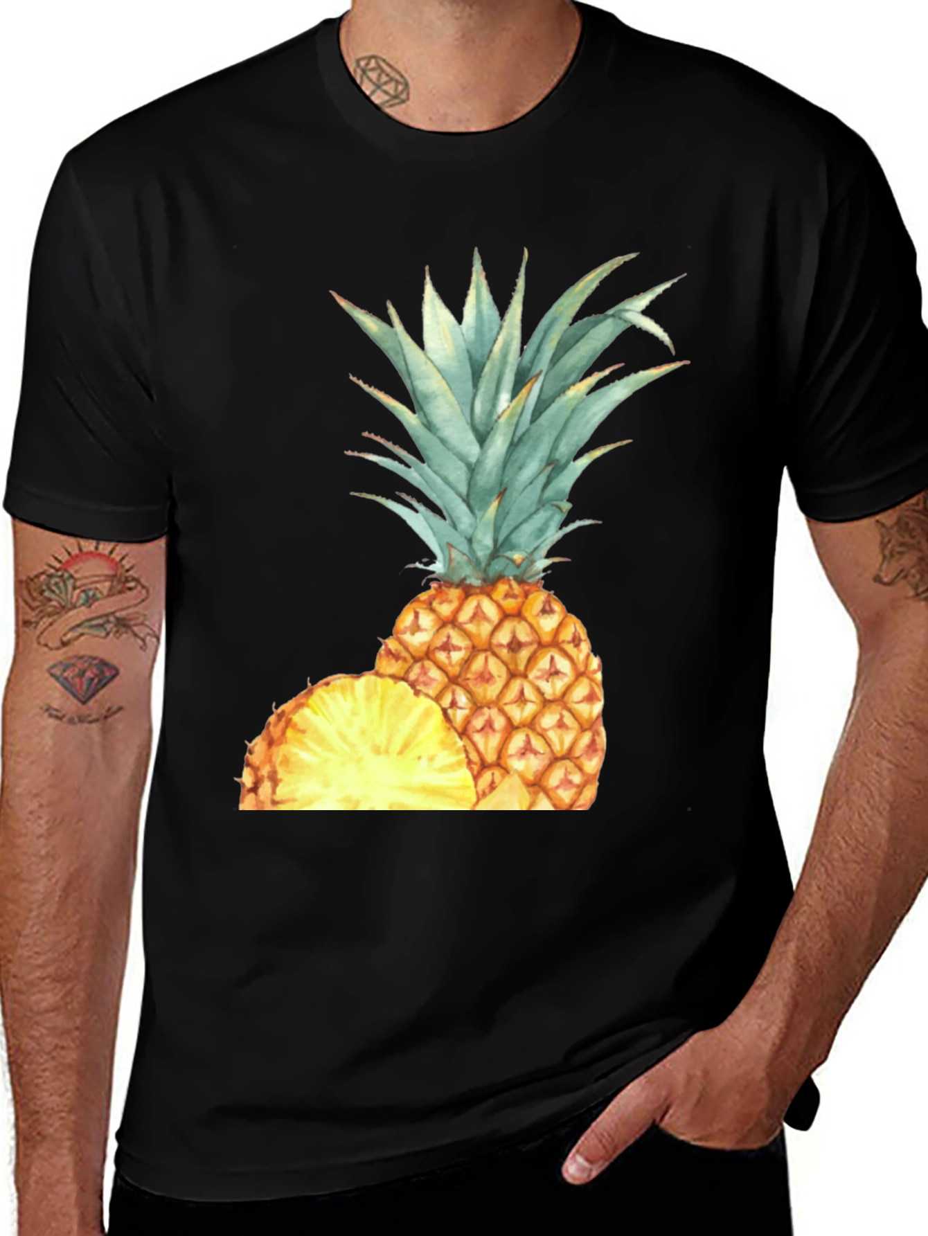 Pineapple Graphic Black T-Shirt