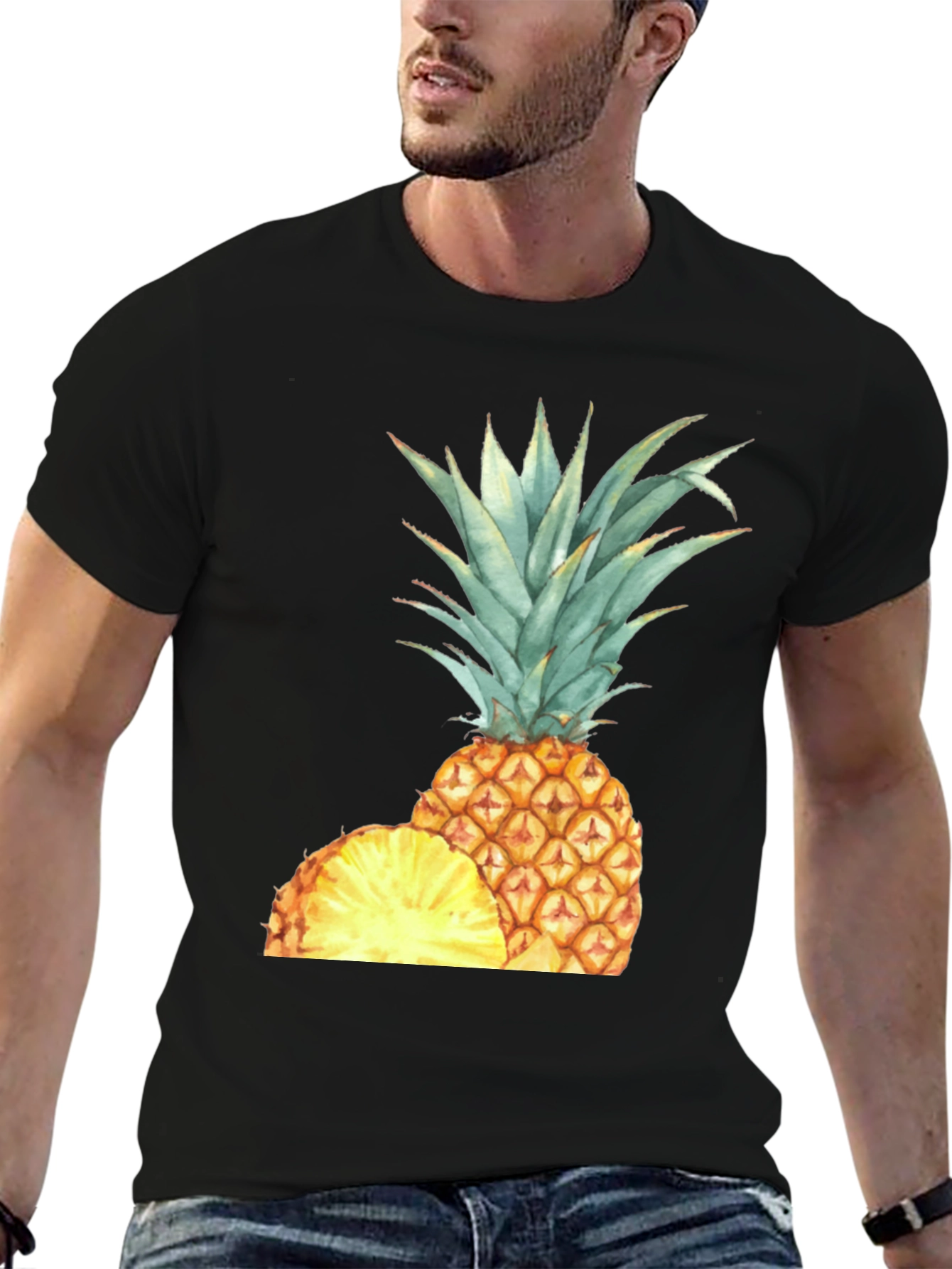 Pineapple Graphic Black T-Shirt