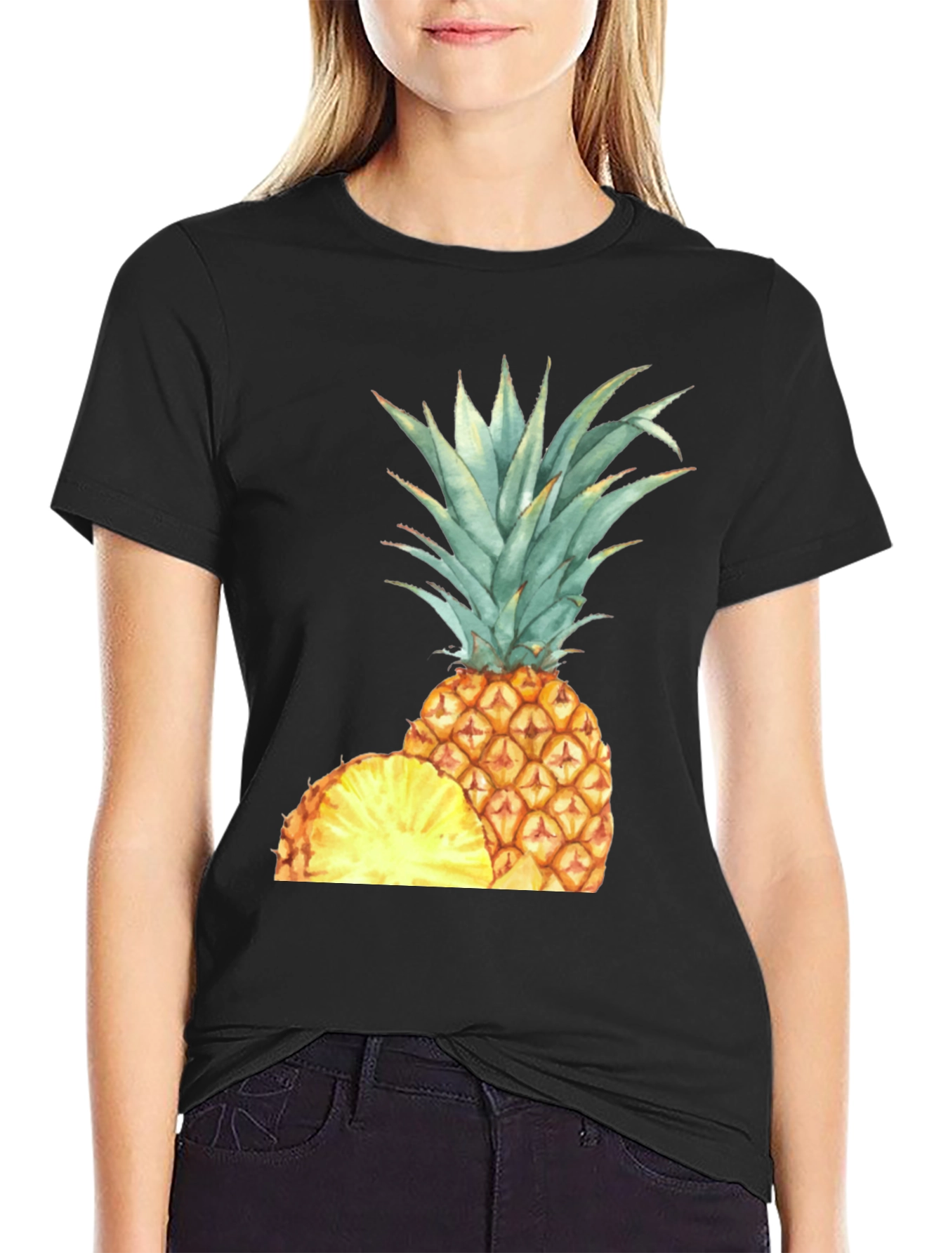 Pineapple Graphic Black T-Shirt