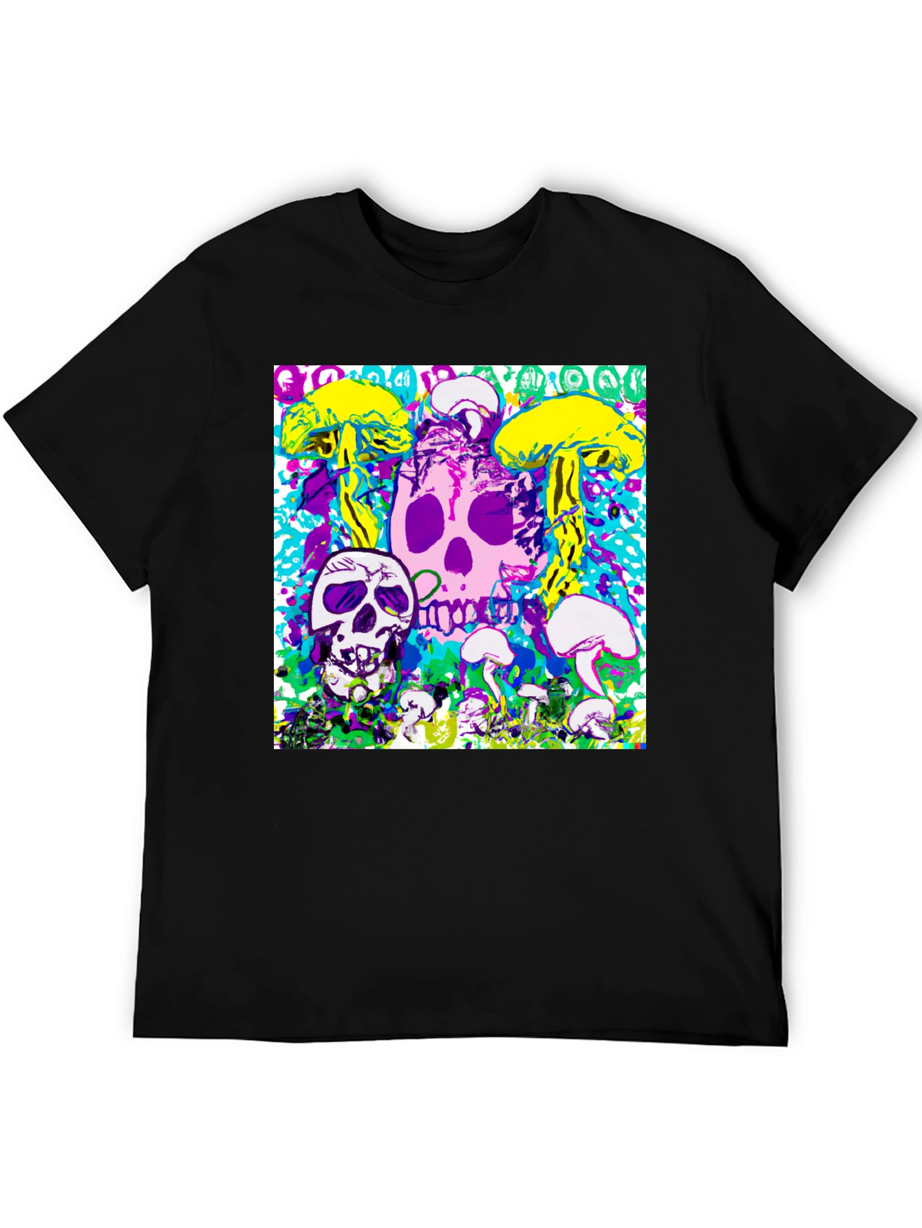 Psychedelic Skull & Mushroom Graphic Tee