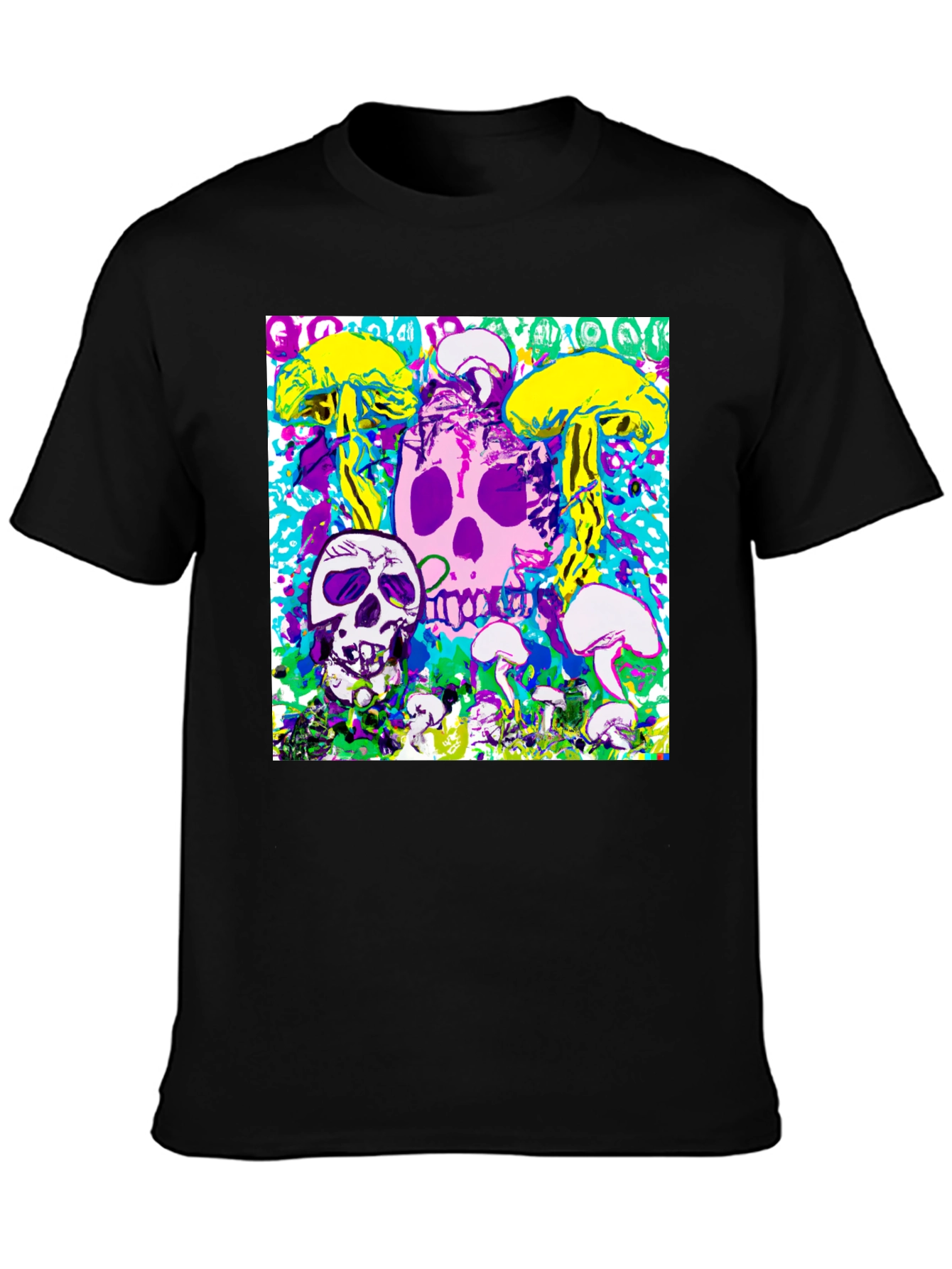 Psychedelic Skull & Mushroom Graphic Tee