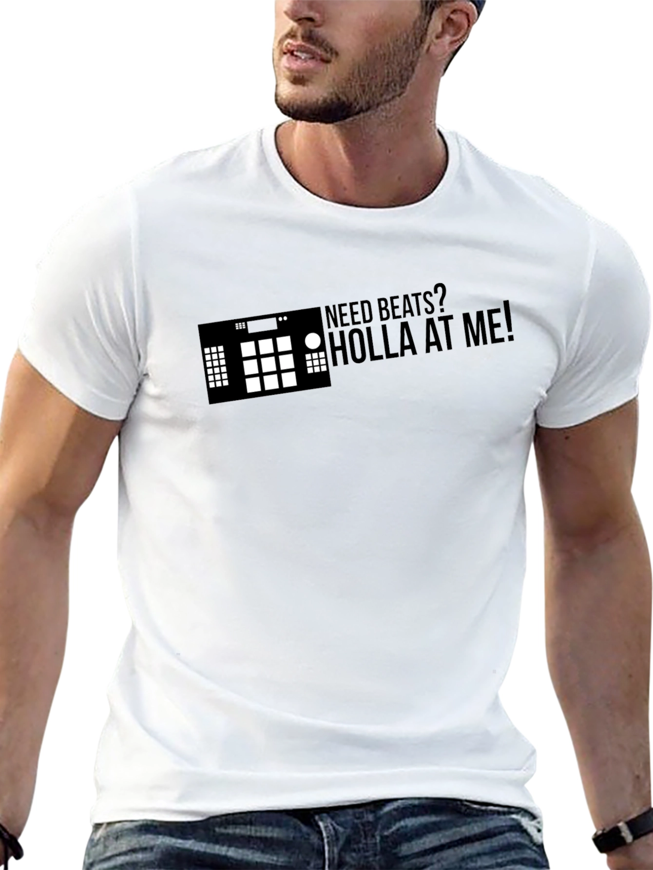 Need Beats? Holla At Me! Black T-Shirt