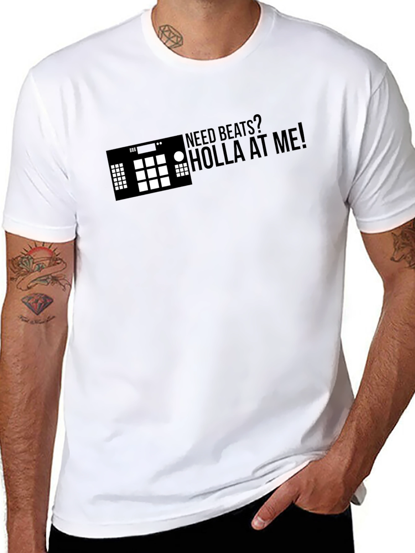 Need Beats? Holla At Me! Black T-Shirt