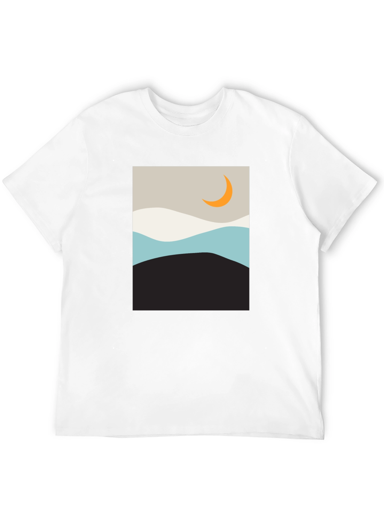 Minimalist Moon Graphic T-Shirt - Black