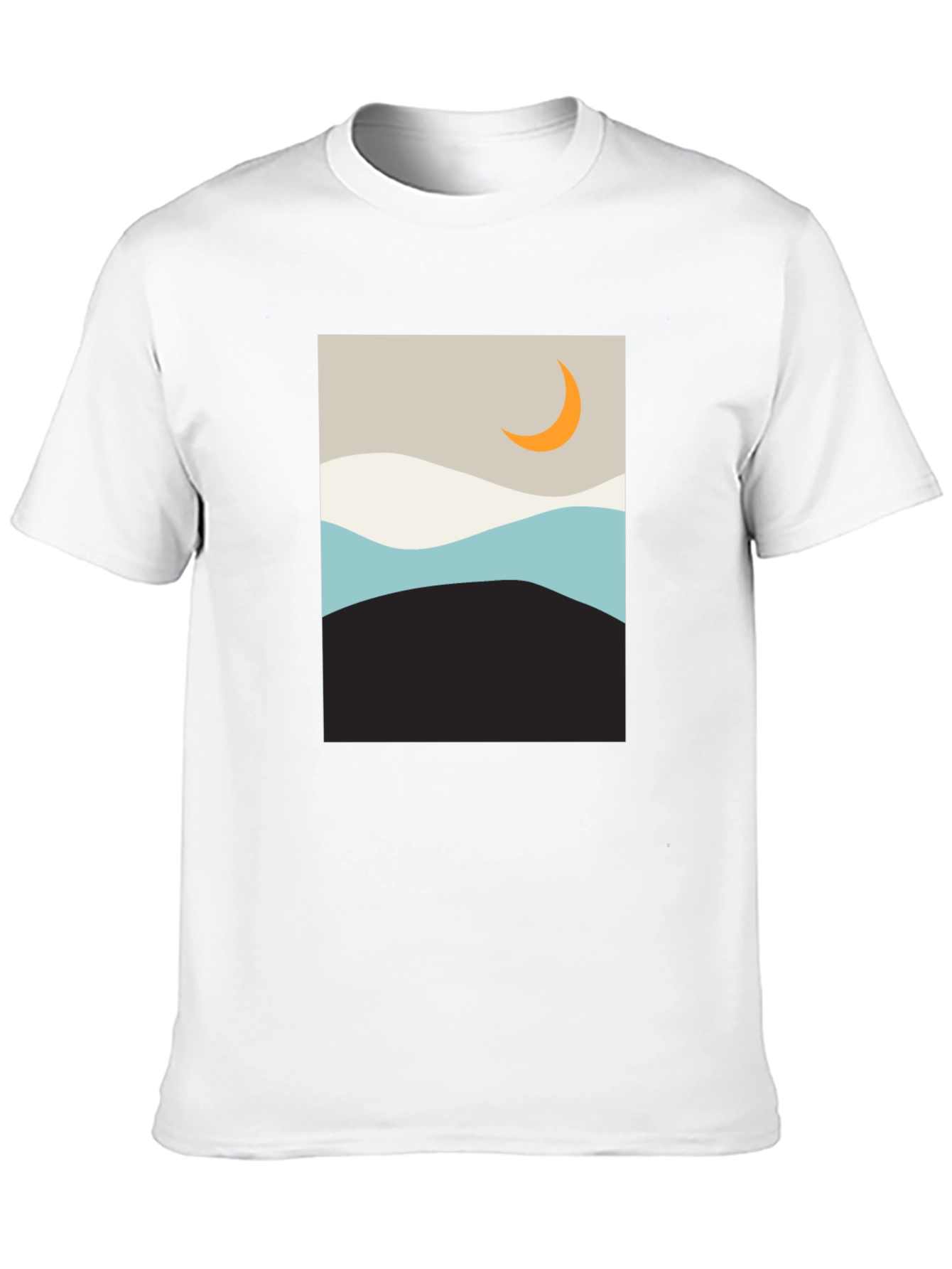 Minimalist Moon Graphic T-Shirt - Black