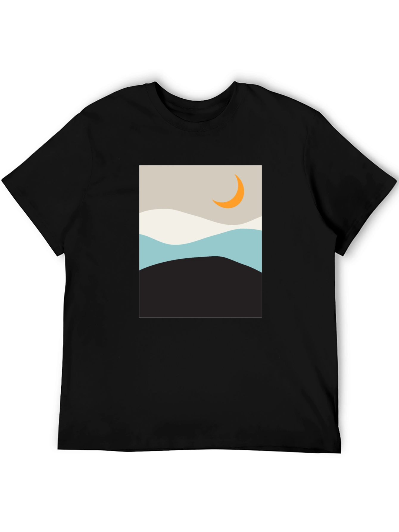 Minimalist Moon Graphic T-Shirt - Black
