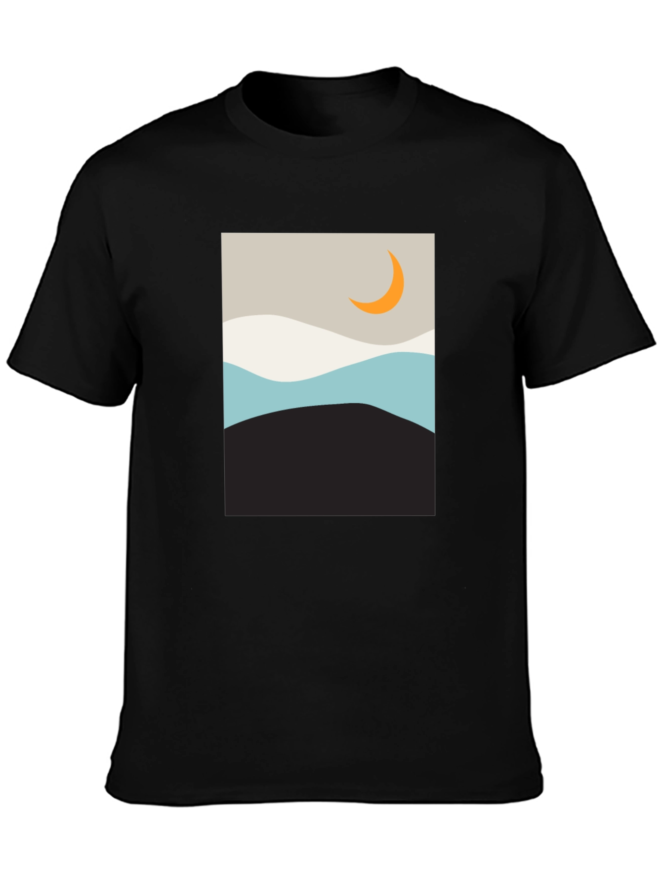 Minimalist Moon Graphic T-Shirt - Black